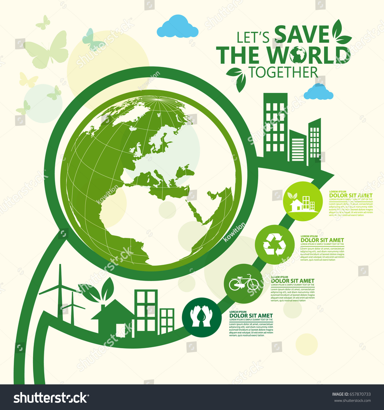 Environment Lets Save World Together Stock Vector Royalty Free