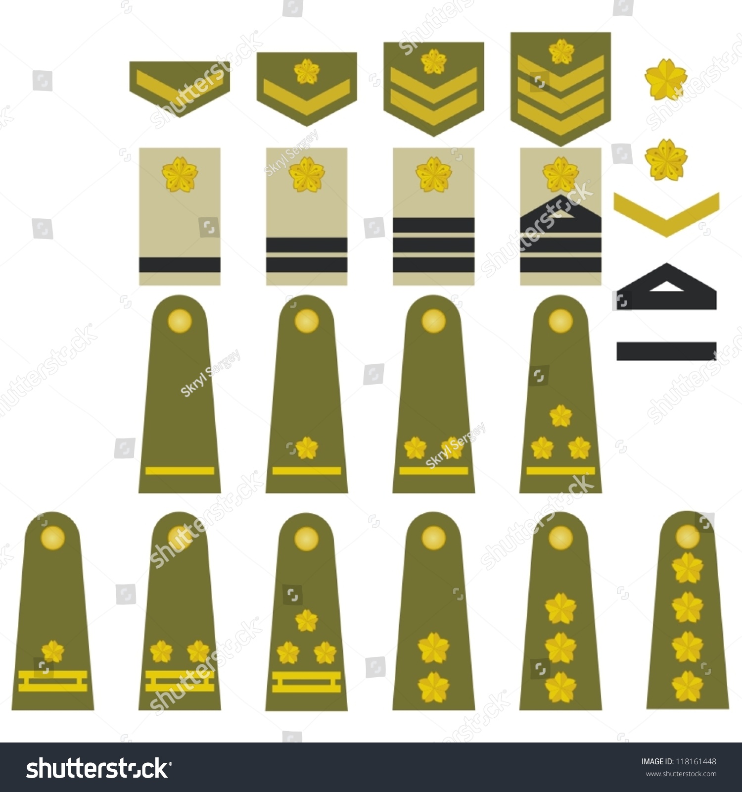 Epaulets Military Ranks Insignia Illustration On Stock Vector 118161448 ...