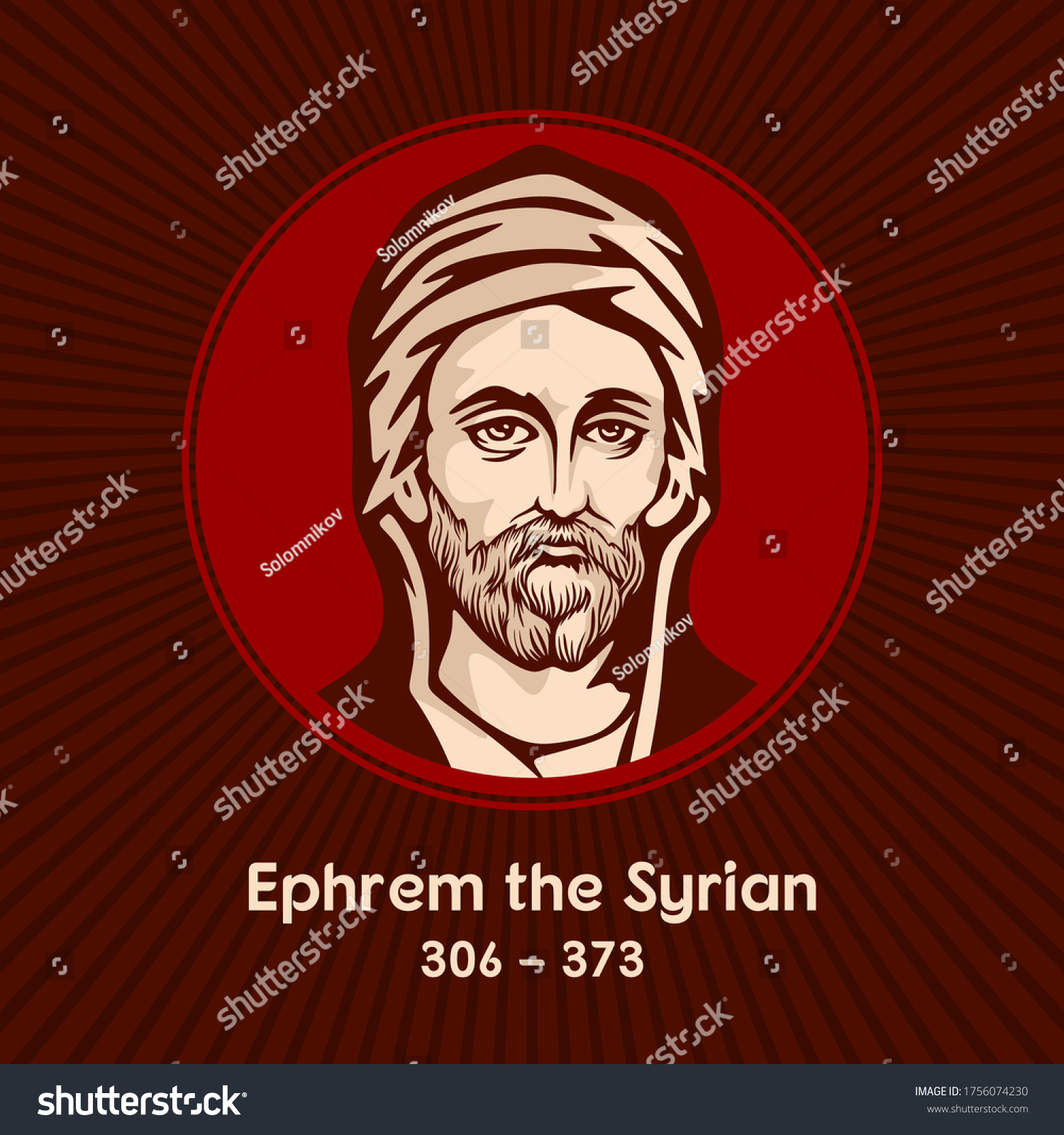 SVG of Ephrem the Syrian (306-373), also known as Saint Ephraem, was a Syriac Christian deacon and a prolific Syriac-language hymnographer and theologian of the fourth century. svg