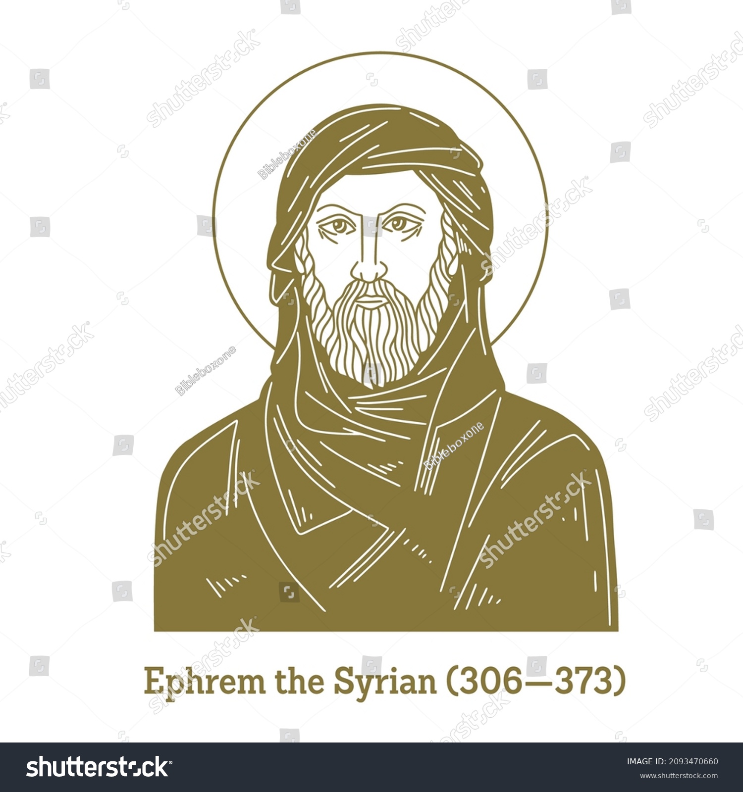 SVG of Ephrem the Syrian (306-373) was a prominent Christian theologian and writer, who is revered as one of the most notable hymnographers of Eastern Christianity. svg
