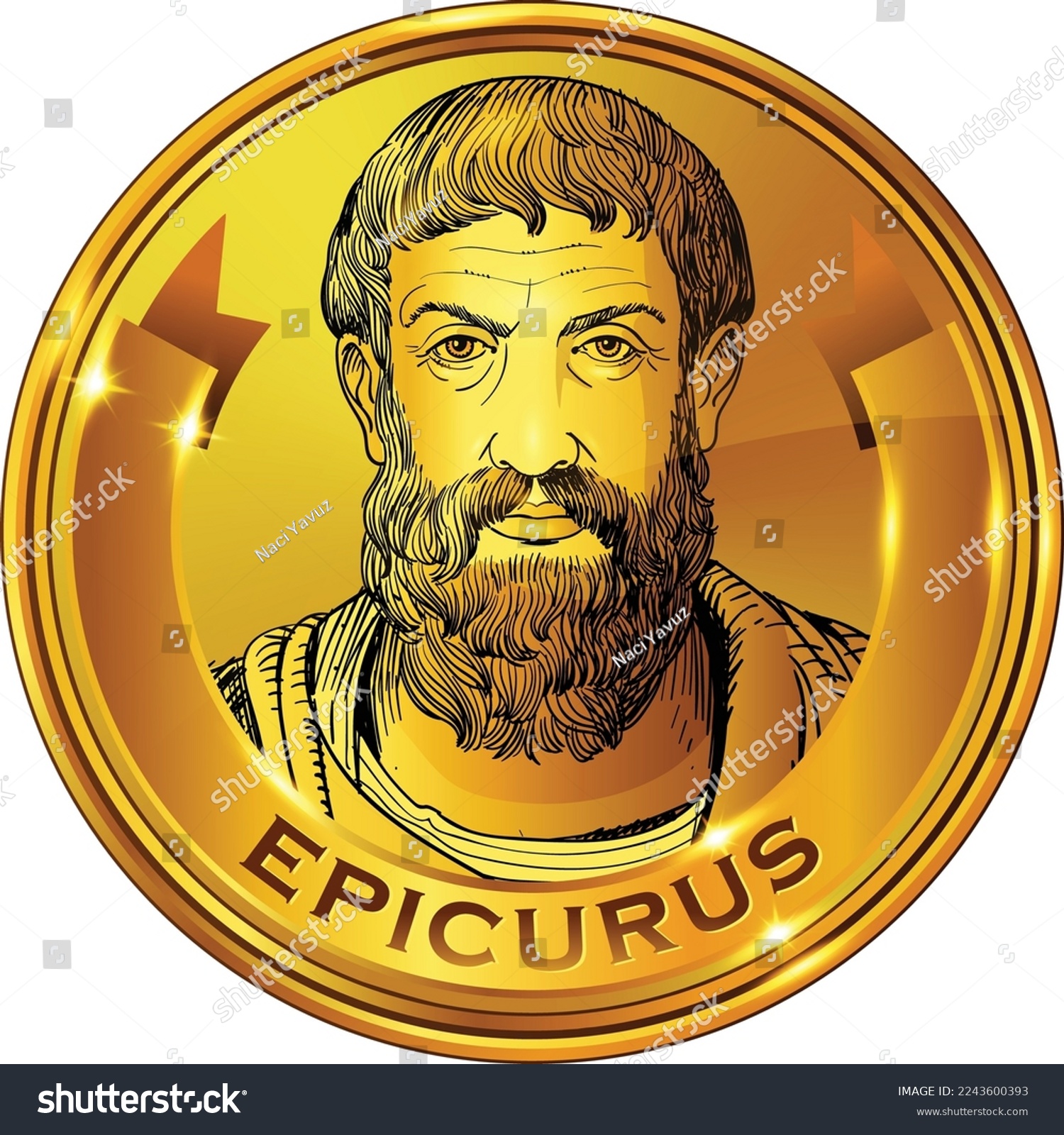 SVG of Epicurus line art style portrait svg