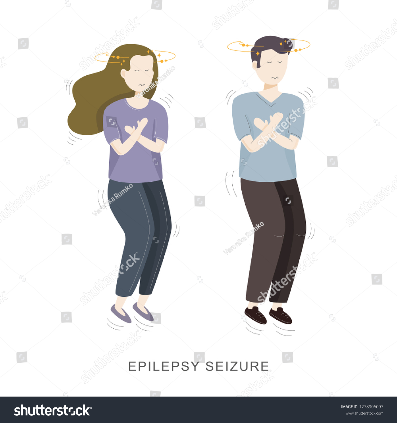 Epilepsy Seizure Illustration Woman Man Having Stock Vector Royalty Free 1278906097 7306