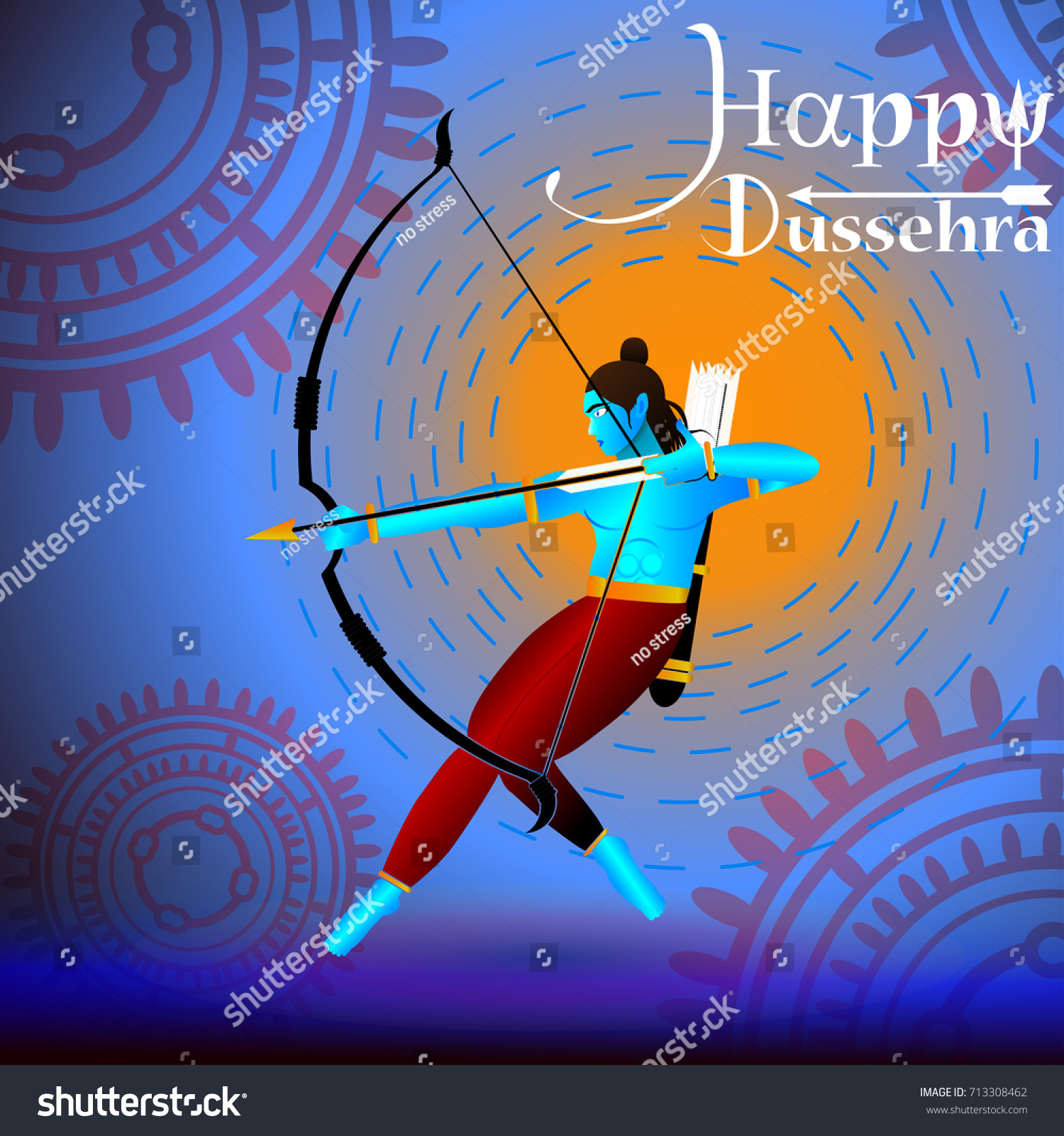 Eps 10 Vector Happy Dussehra Illustration Stock Vector (Royalty Free ...