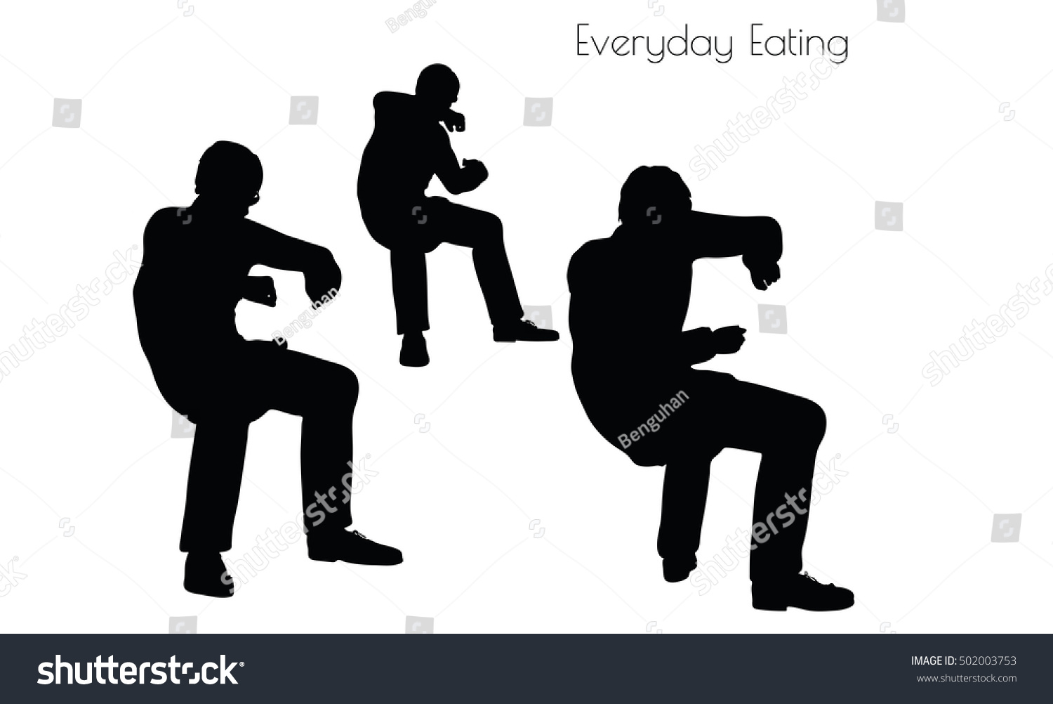 Eps 10 Vector Illustration Of Man In Everyday Eating Pose On White ...