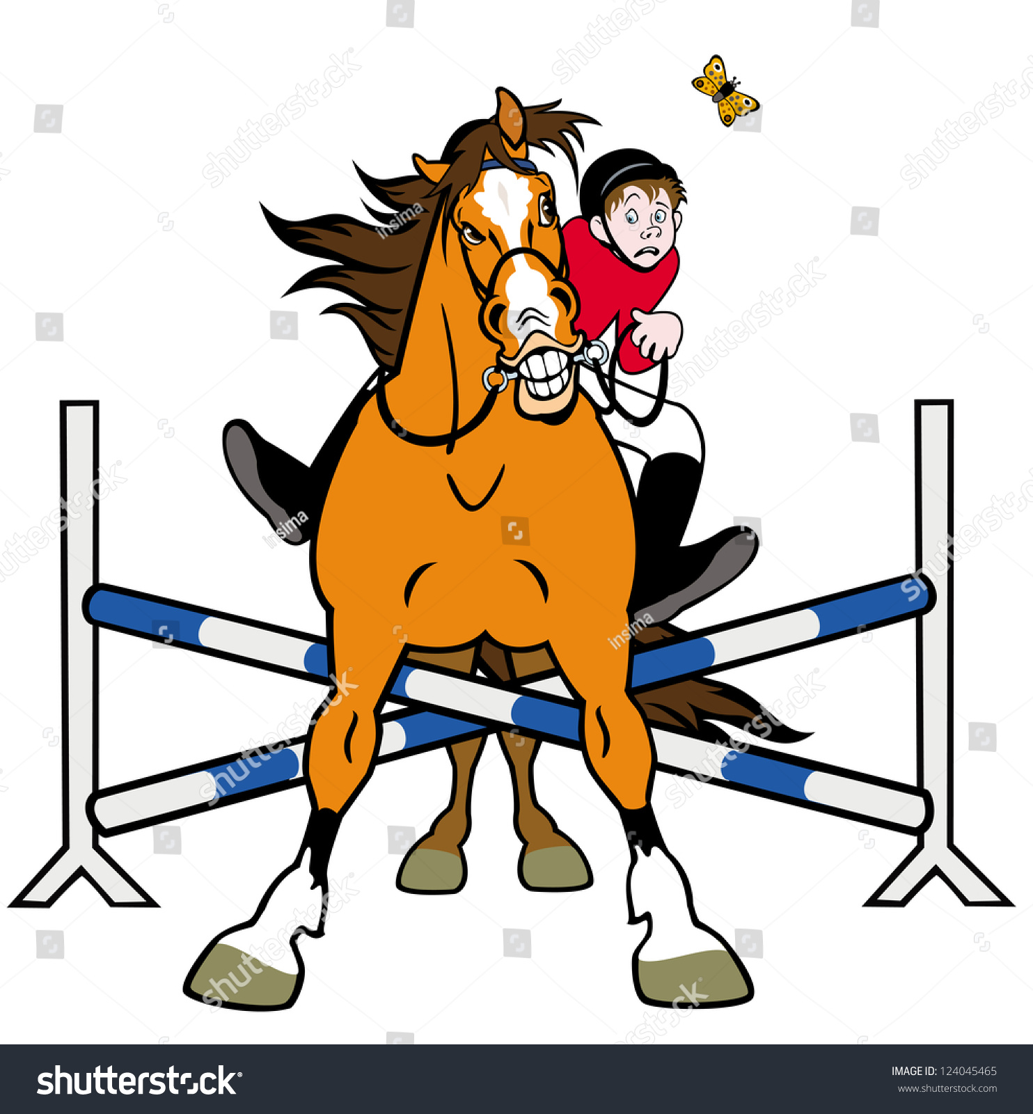 Equestrian Sport,Horse Rider In Jumping Show,Cartoon Illustration ...