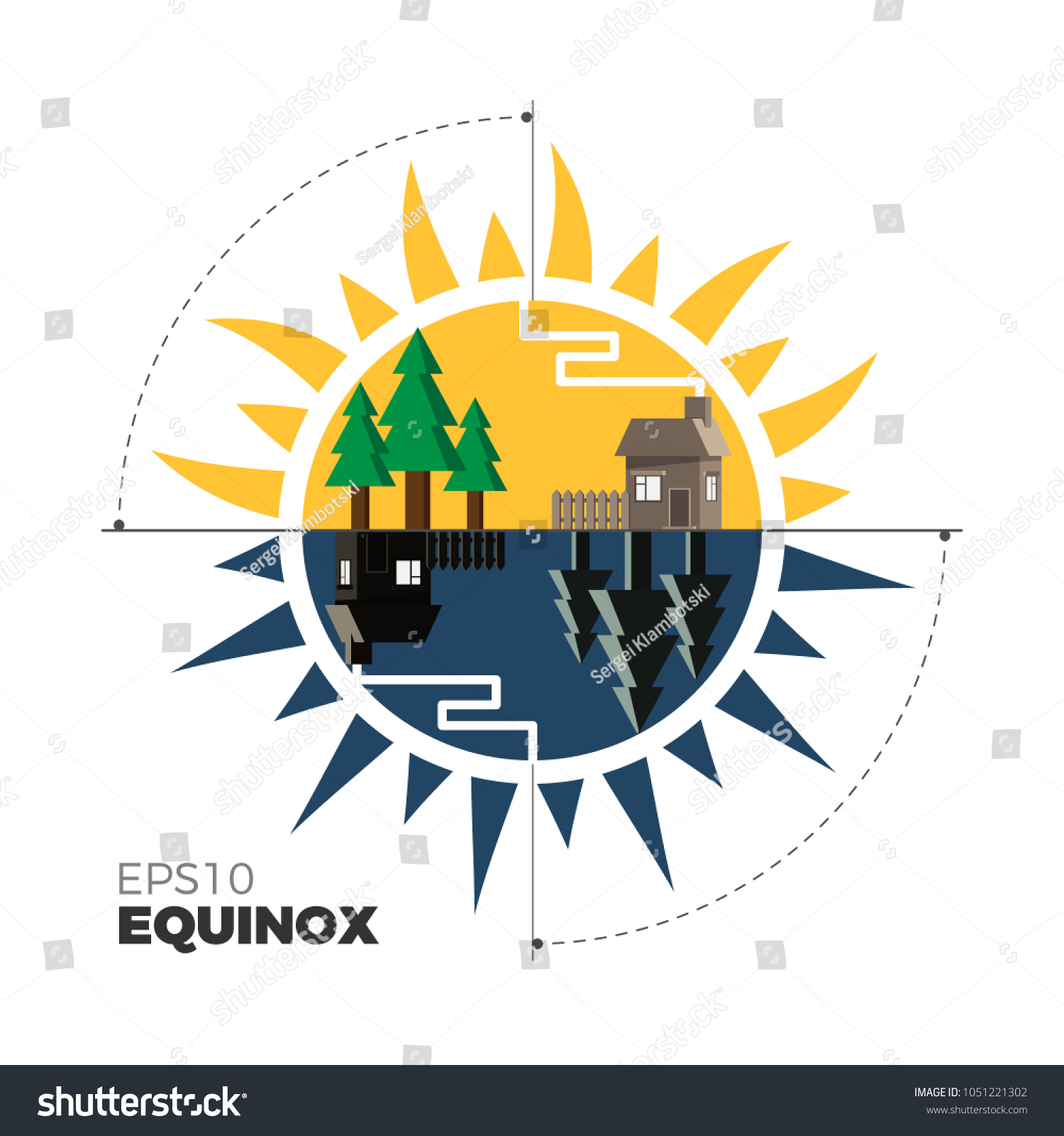 Equinox Vector Illustration When Day Night Stock Vector Royalty Free