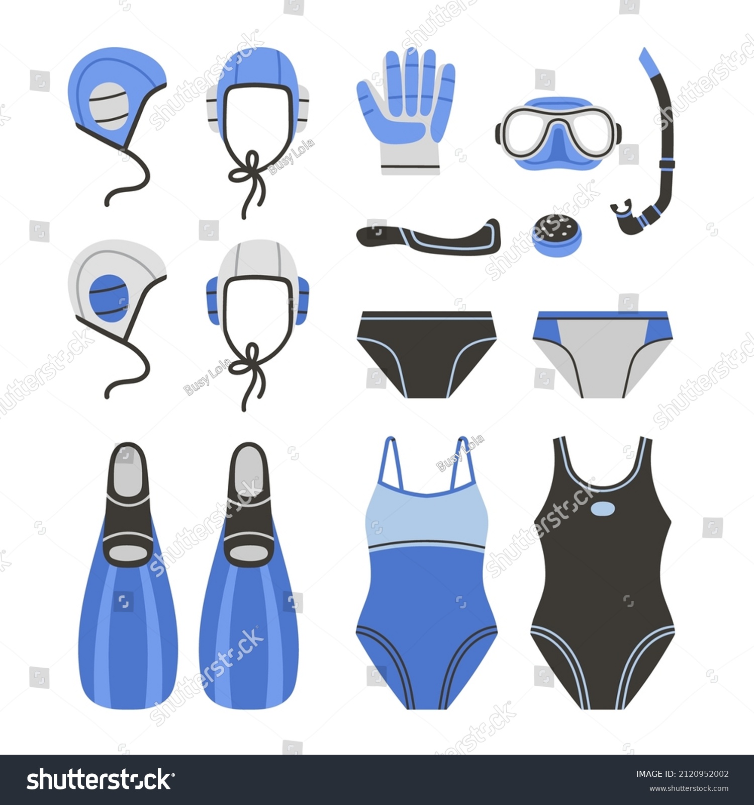 Equipment Underwater Hockey Different Colors Set Stock Vector (Royalty ...