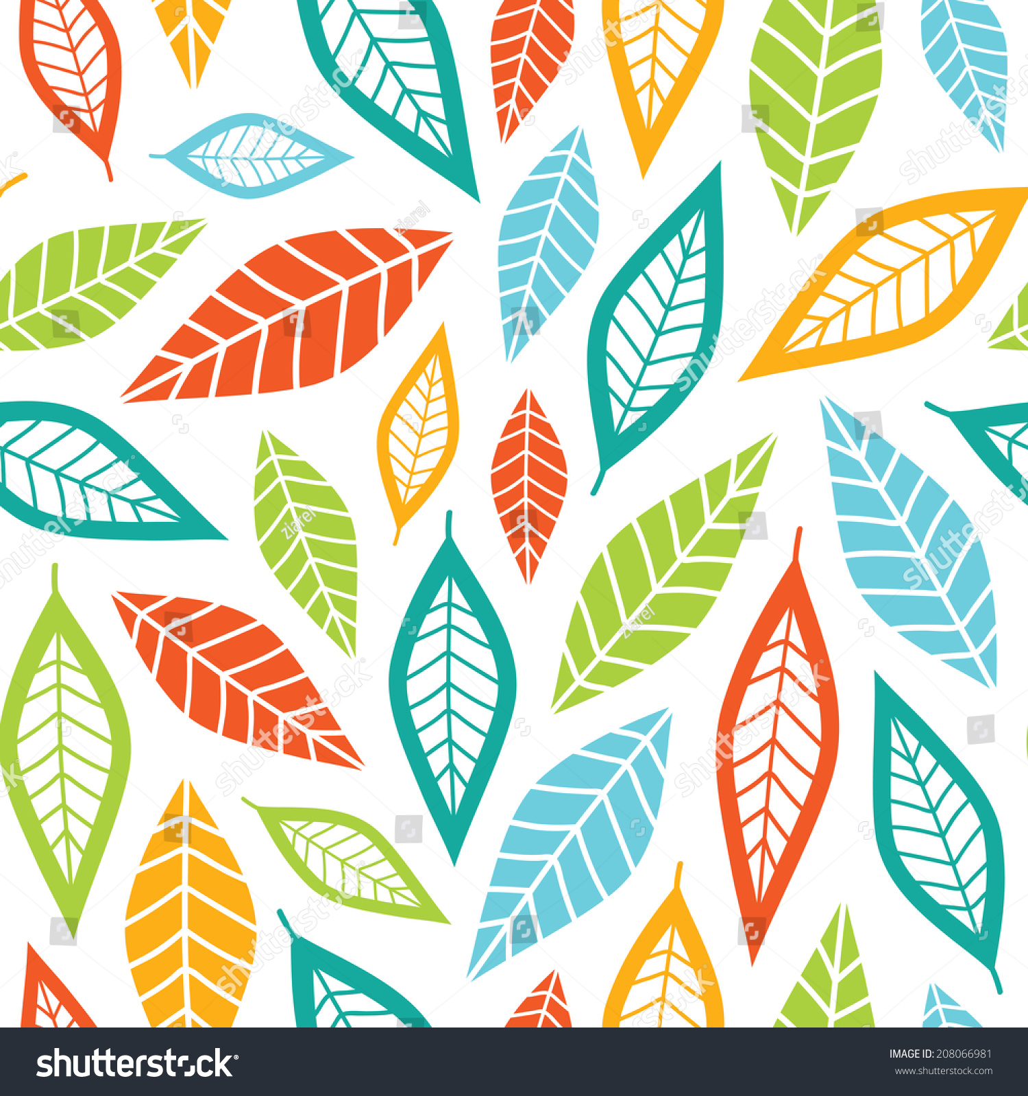 Erased Ethnic Colorful Leaves Abstract Vector Stock Vector