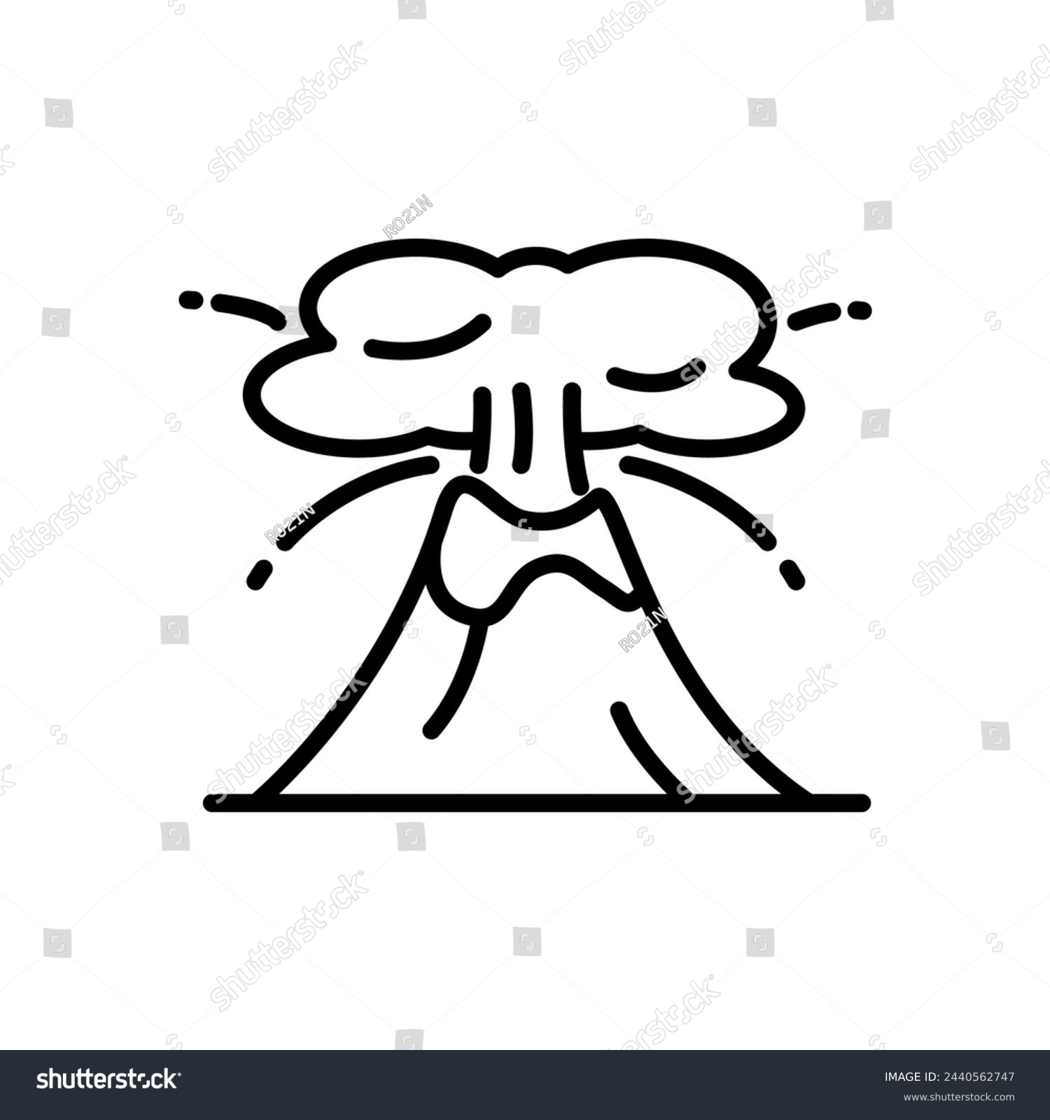 recommend clip art: erupting volcano icon vector in line style