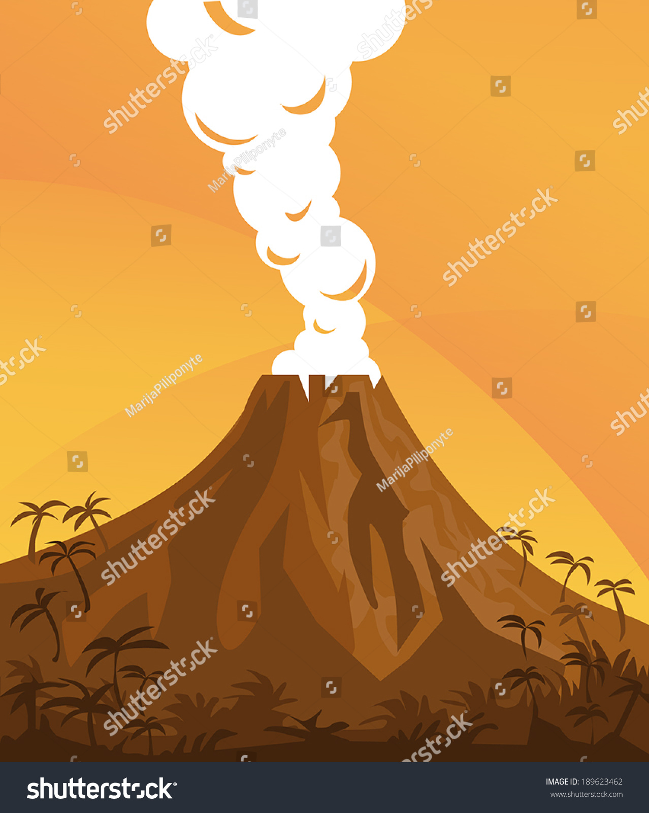 Erupting Volcano Vector Illustration Stock Vector 189623462 - Shutterstock