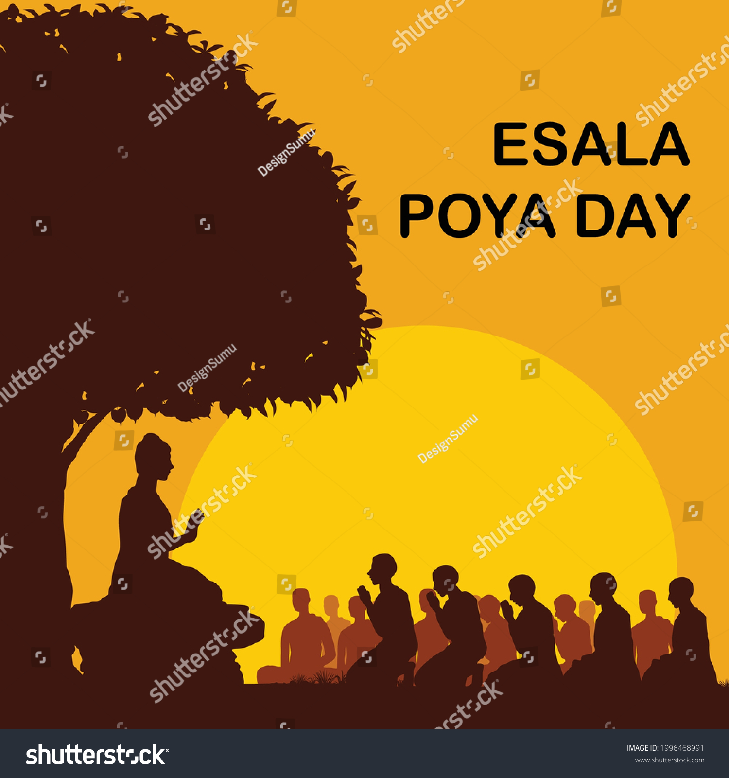 Esala Full Moon Poya Day Stock Vector (Royalty Free) 1996468991 ...