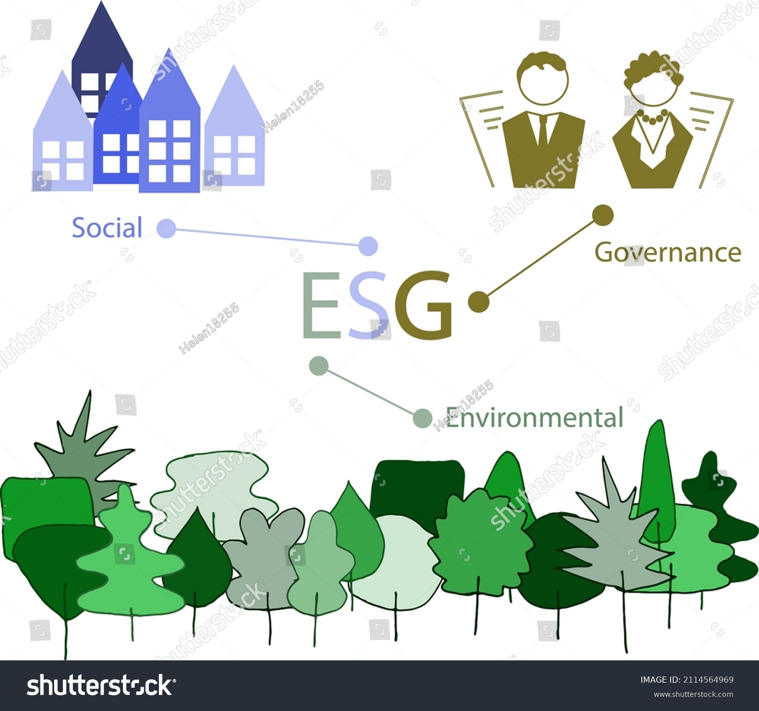 Esg Concept Environmental Social Governance Sustainable Stock Vector ...