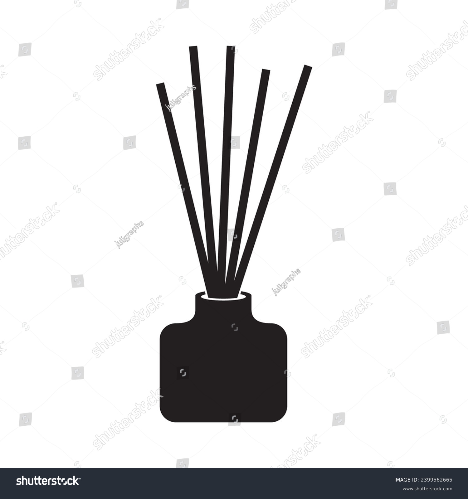 black diffuser sticks in a bottle clip art preview