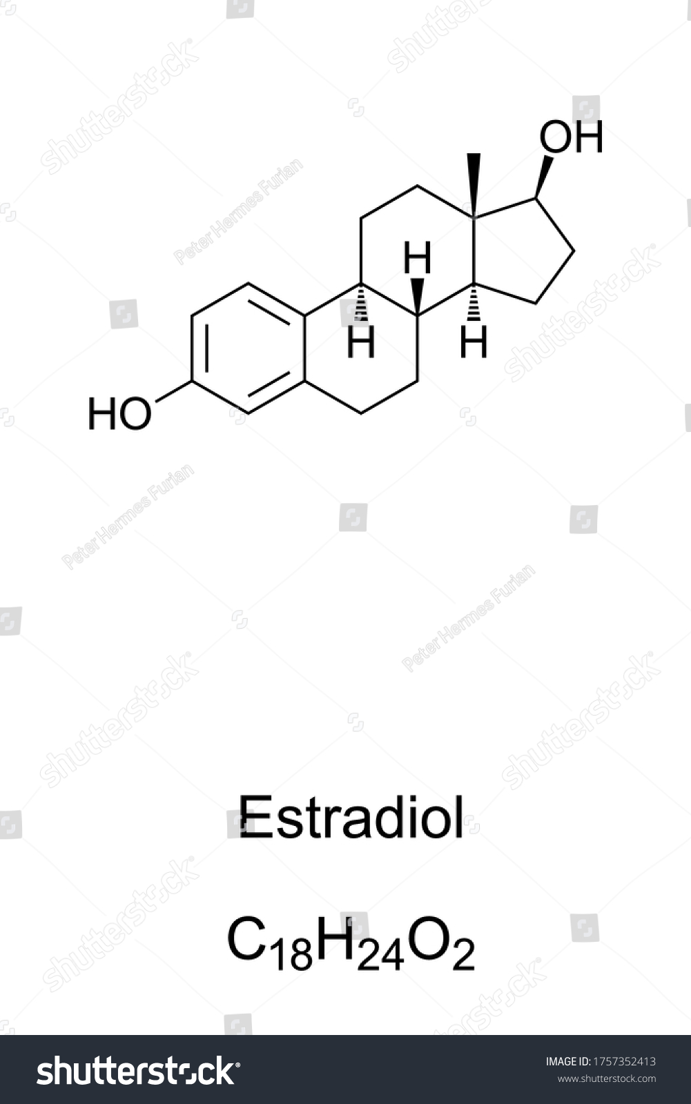 Estradiol Structural Formula Oestradiol Estrogen Steroid Stock Vector Royalty Free 1757352413 4505