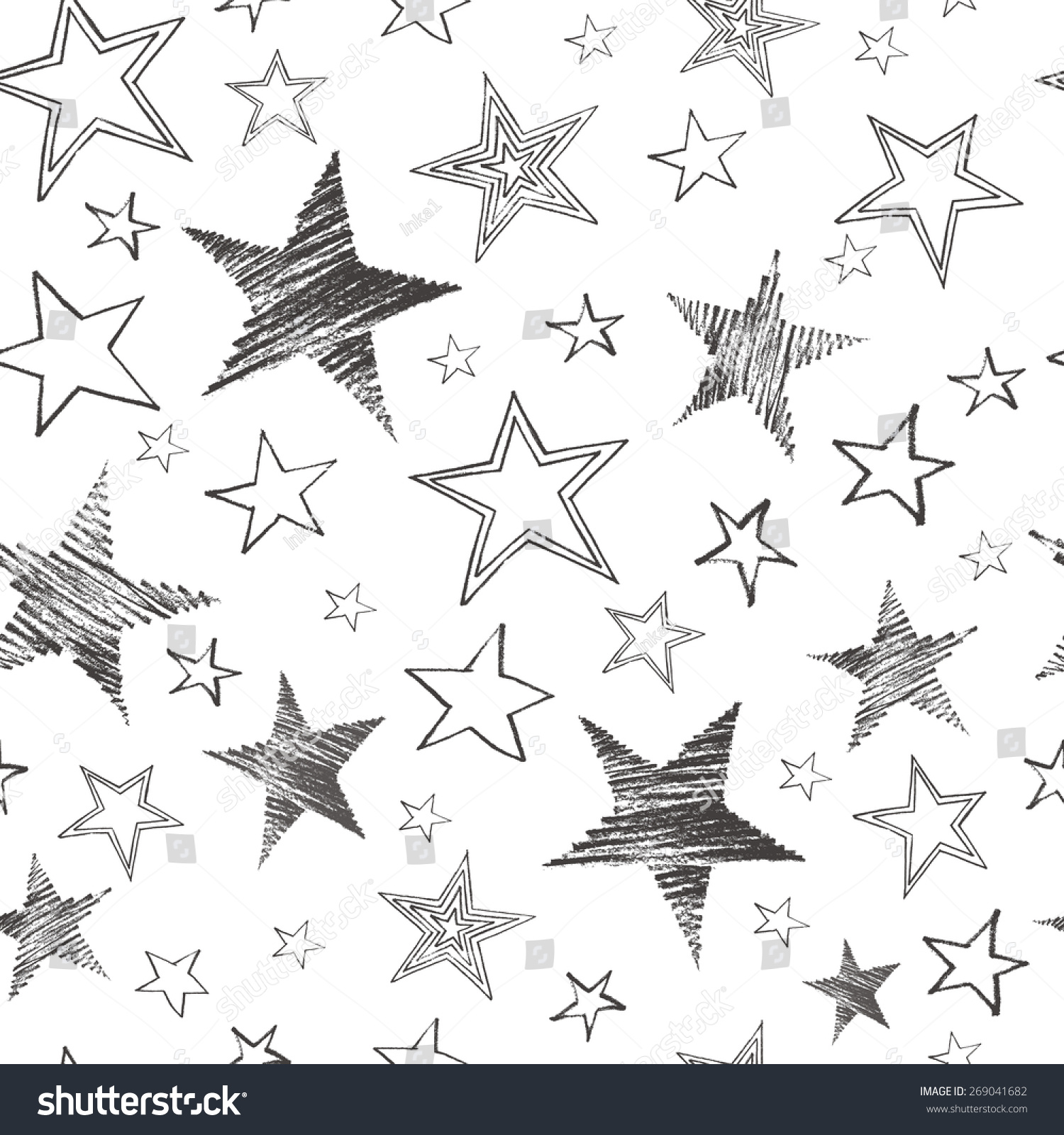 Et Hand Drawn Stars Retro Vintage Stock Vector 269041682 - Shutterstock