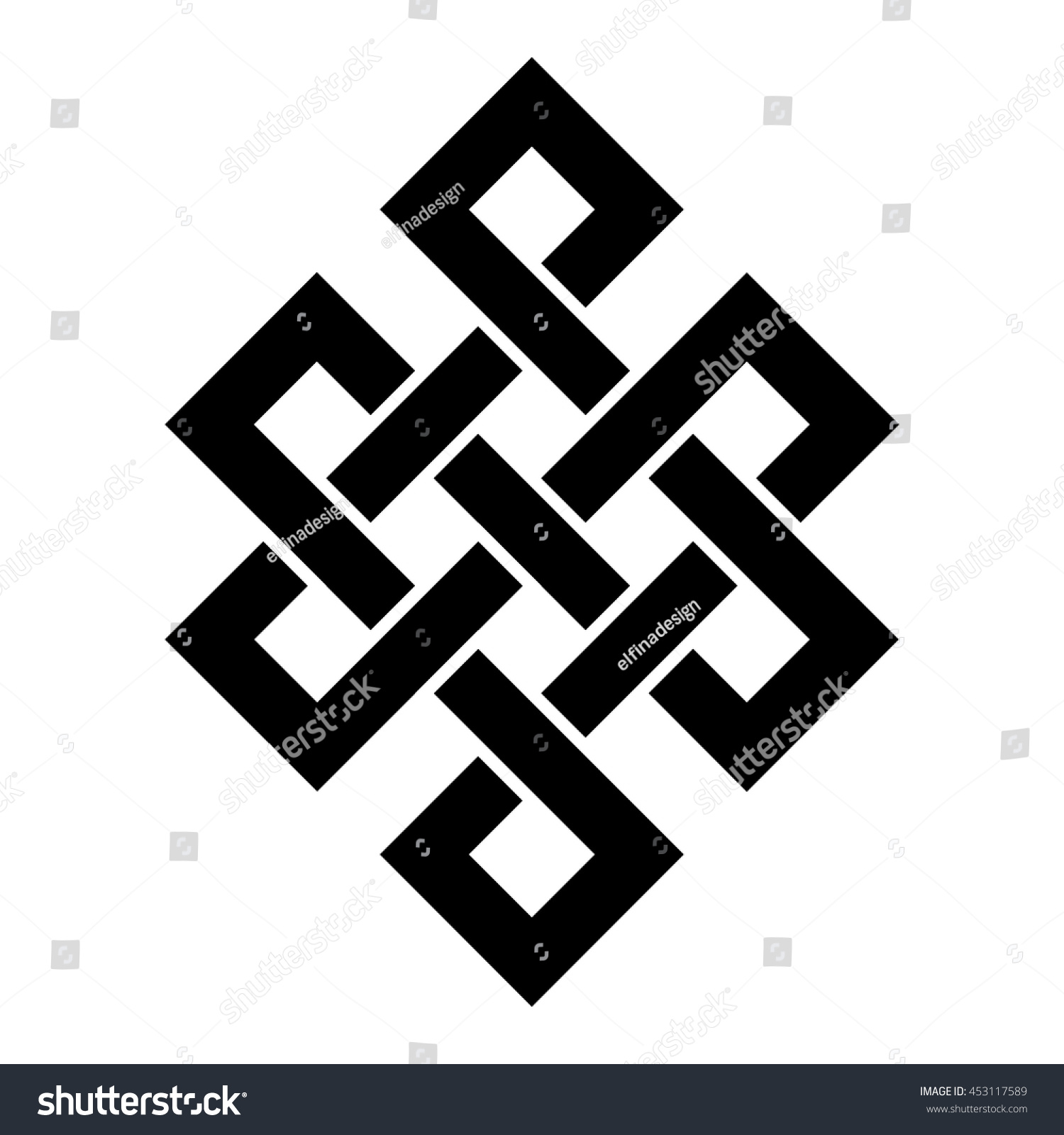 Noeud d'éternité, symbole bouddhique, illustration vectorielle : image ...