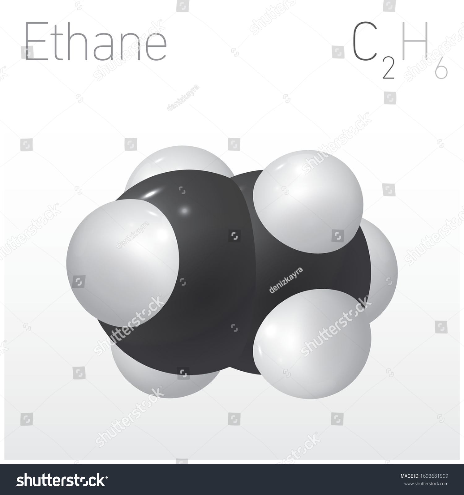 Ethane C2h6 Structural Chemical Formula Molecule Stock Vector (Royalty ...