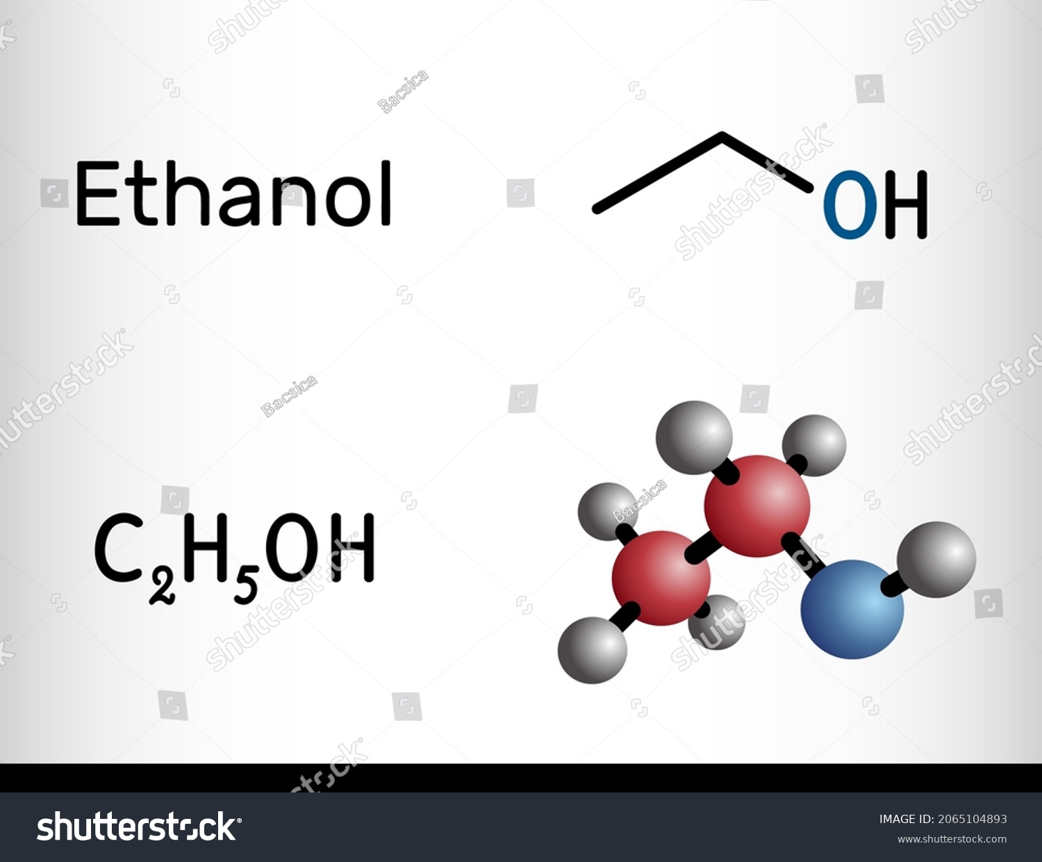 Ethanol C2h5oh Molecule Primary Alcohol Alkyl Stock Vector Royalty Free 2065104893