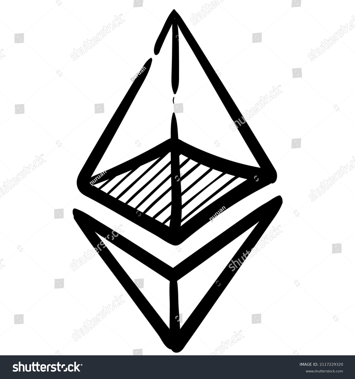 Ethereum Symbol Hand Drawn Vector Illustration Stock Vector Royalty