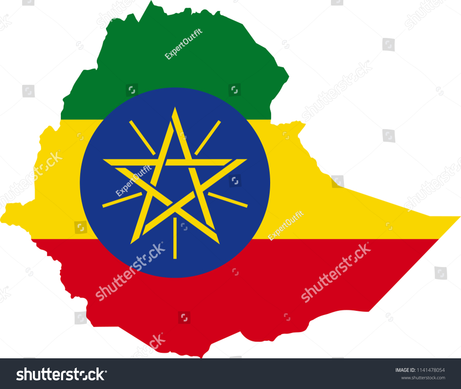 Ethiopia Ethiopian Flag Country Map Shaped Stock Vector (Royalty Free ...