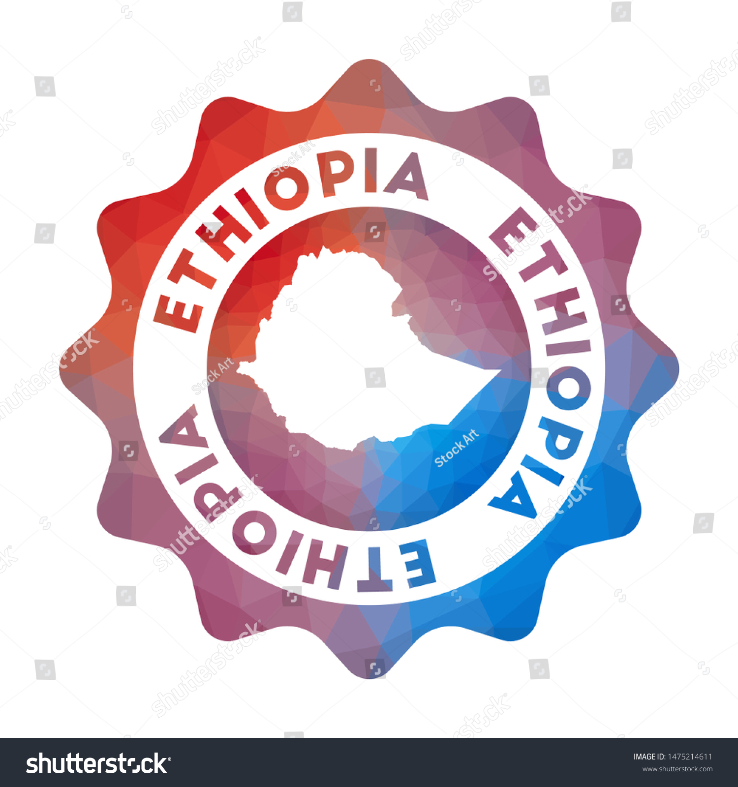 Ethiopia Low Poly Logo Colorful Gradient Stock Vector Royalty Free