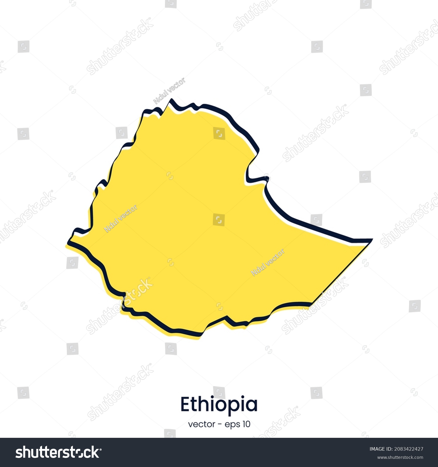 Ethiopia Map Vector Illustration Template Design Stock Vector Royalty   Stock Vector Ethiopia Map Vector Illustration Template Design Outline Style 2083422427 