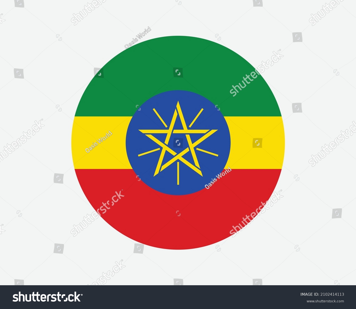 SVG of Ethiopia Round Country Flag. Circular Ethiopian National Flag. Federal Democratic Republic of Ethiopia Circle Shape Button Banner. EPS Vector Illustration. svg