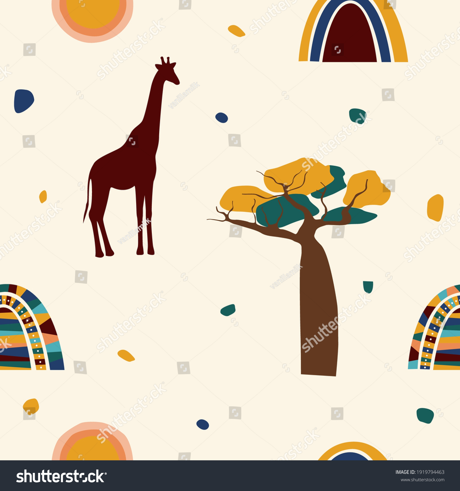 SVG of Ethnic african seamless pattern background. African traditionat tribal symbols seamless pattern for textile, souvenir shop wrapping paper, t shirt print, tourism agency flyer advertising etc.  svg
