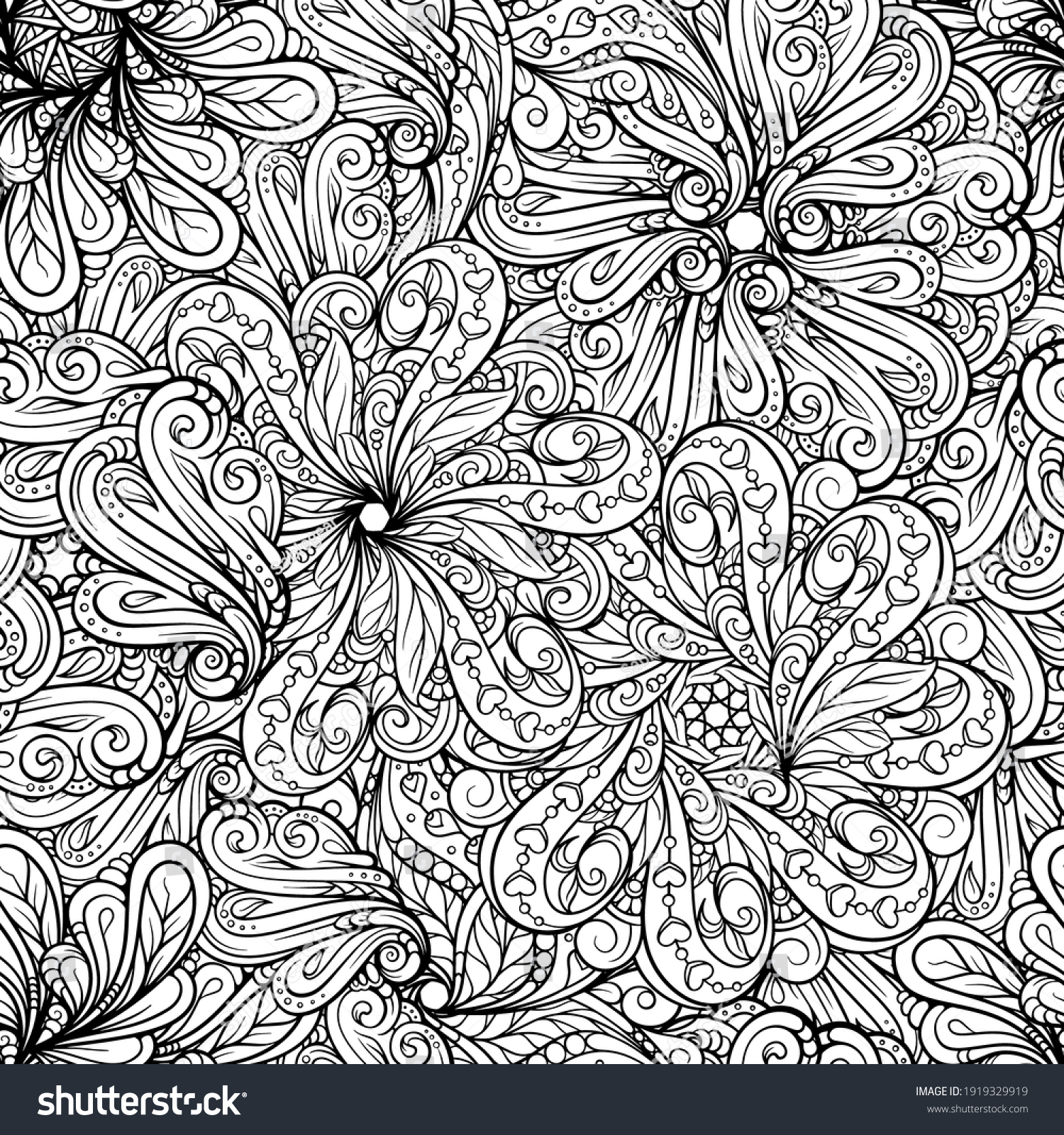 Ethnic Black White Seamless Pattern Floral Stock Vector (Royalty Free ...