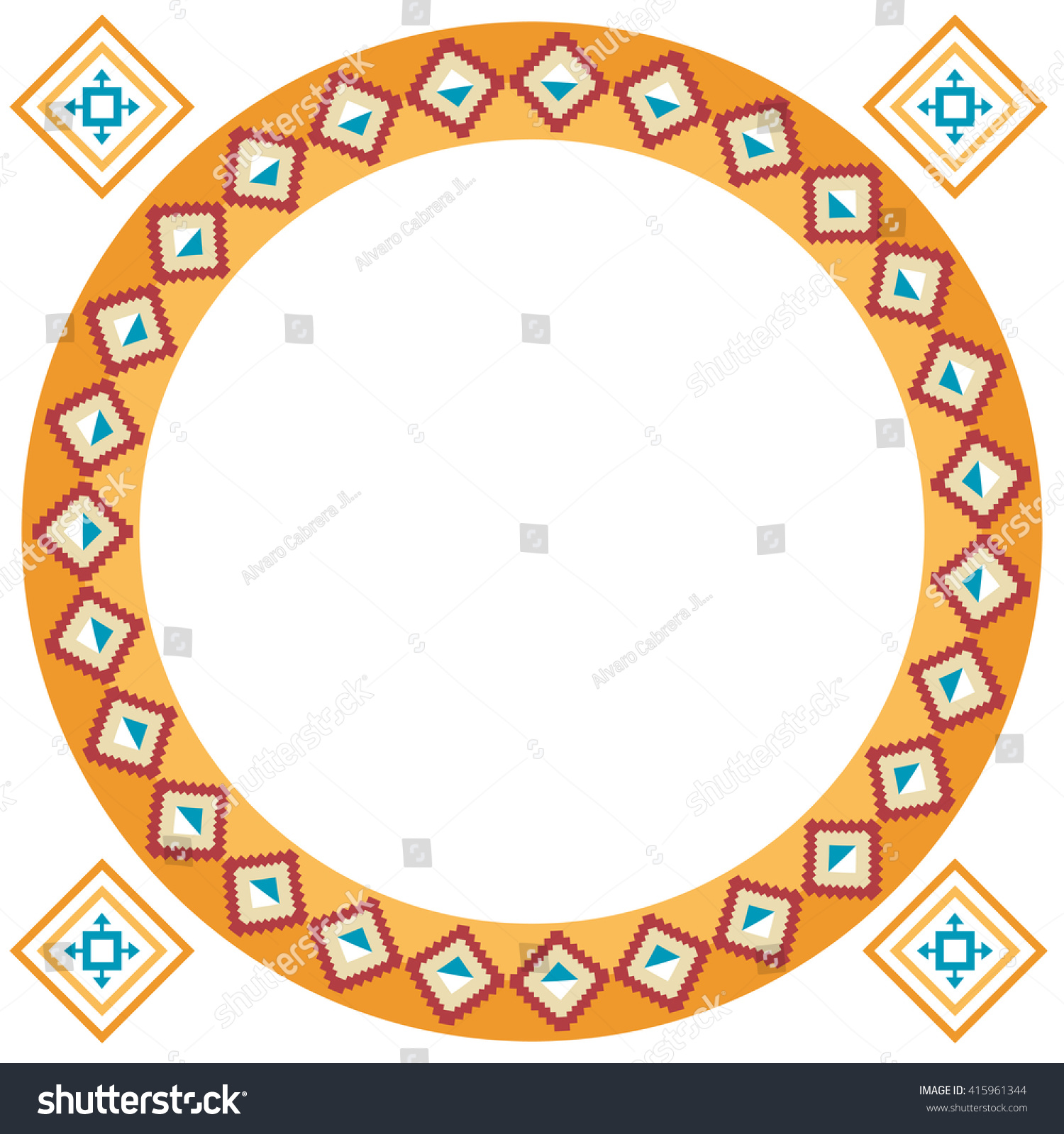 Ethnic Classic Border Rounder Designs Stock Vector Illustration ...