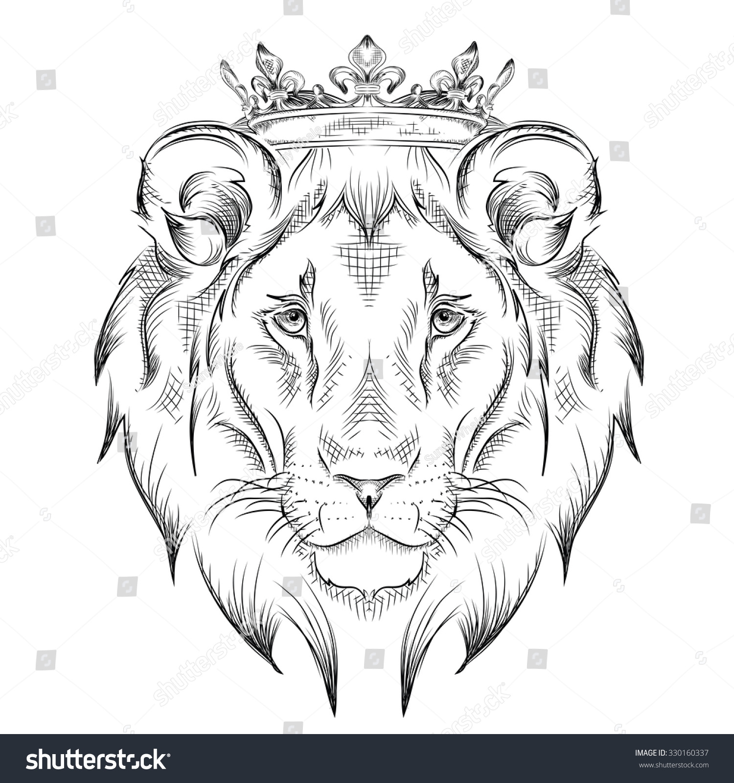 Lion Drawing With Crown