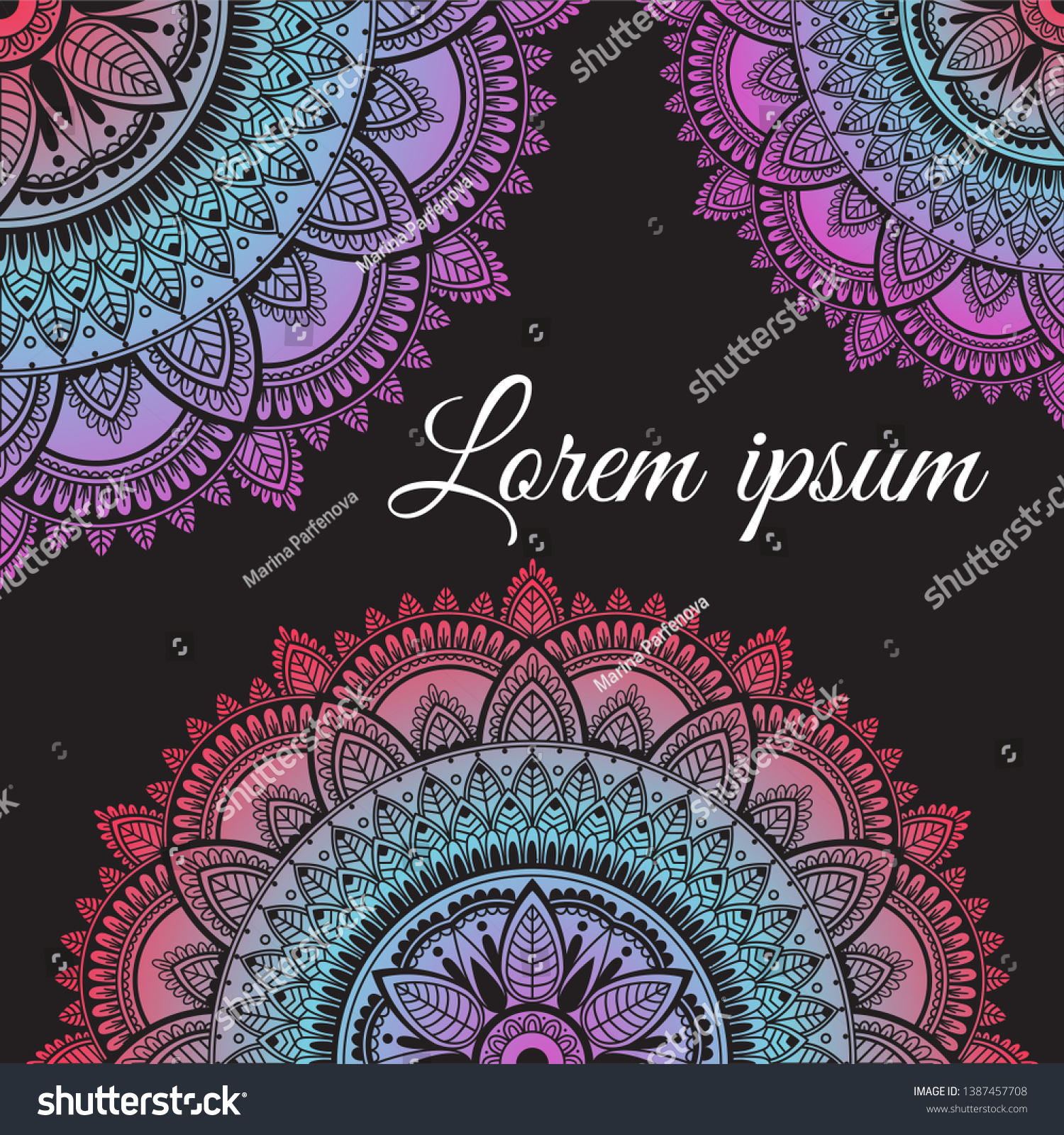 Download Ethnic Template Colorful Rainbow Mandala Text Stock Vector Royalty Free 1387457708