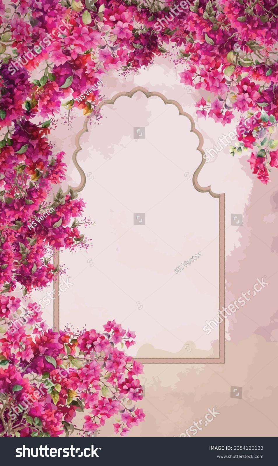 SVG of Ethnic watercolor bougainvillea flowers illustration for invitation svg