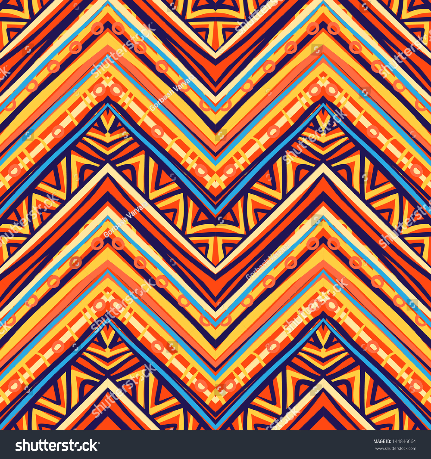 Ethnic Zigzag Pattern Retro Colors African Stock Vector 144846064 ...