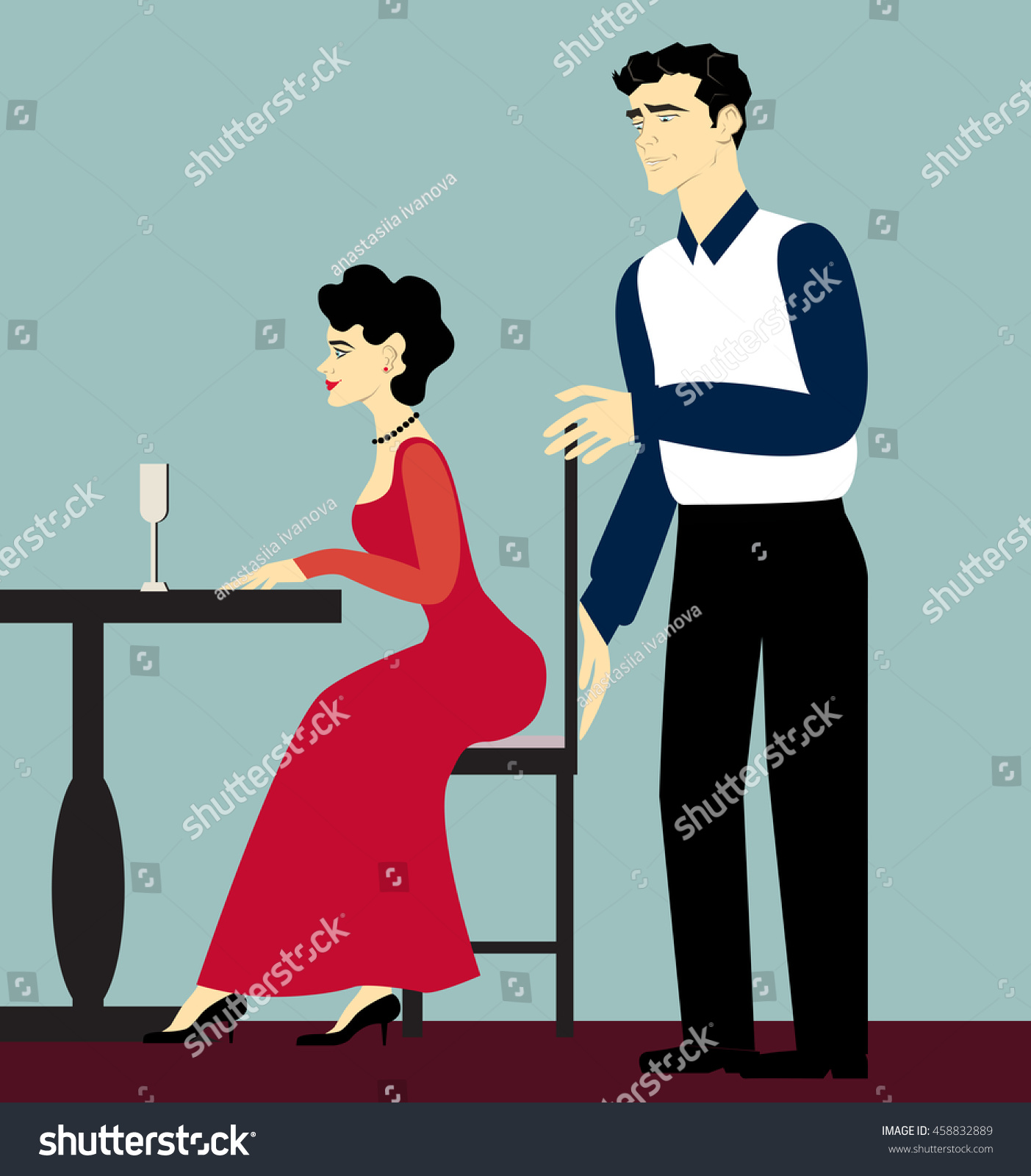 Etiquette Restauranttake Care Woman Chair Move Stock Vector (Royalty ...