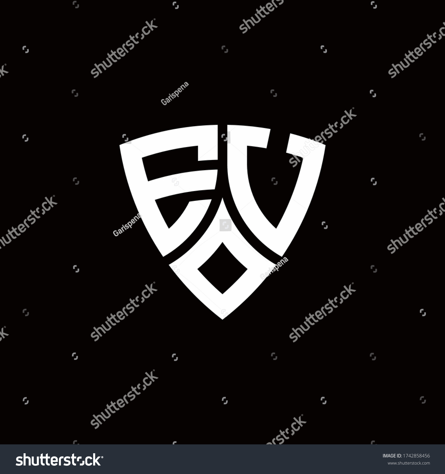 Eu Monogram Logo Modern Shield Style Stock Vector (Royalty Free) 1742858456