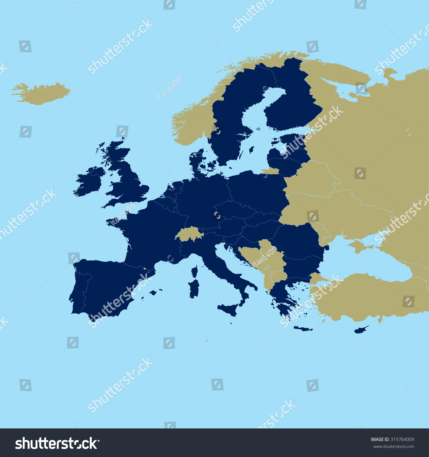 Eu Vector Map - Europe - 315764009 : Shutterstock