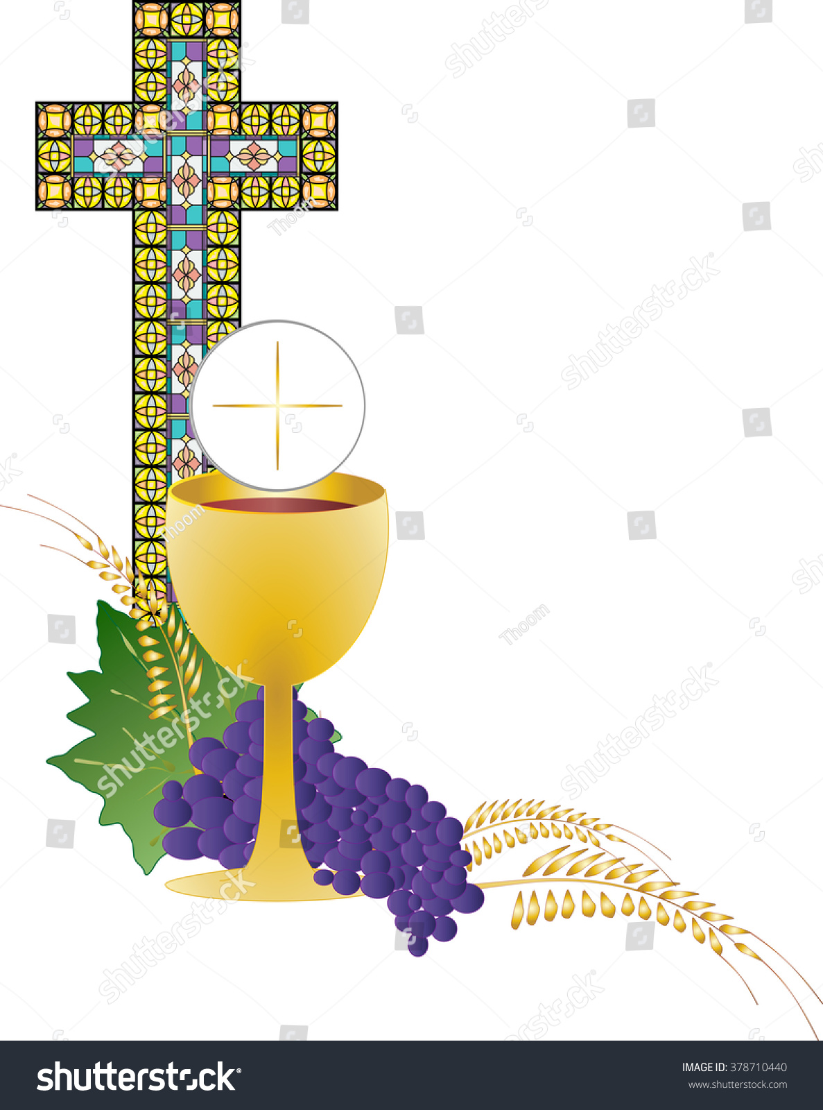 Eucharist Symbol Of Bread And Wine, Chalice And Host, With Wheat Ears ...