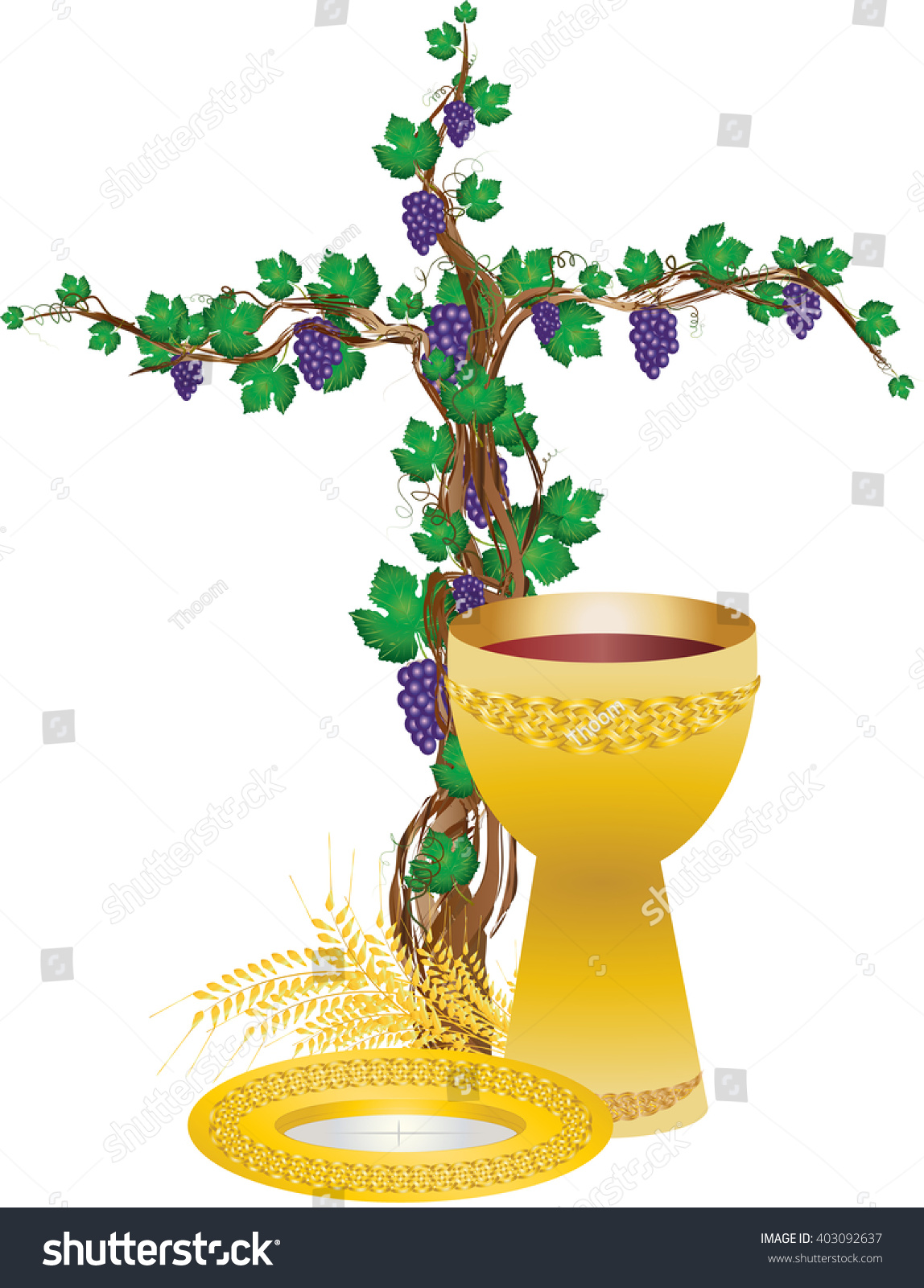 Eucharist Symbols Bread Wine Chalice Host Stock Vector 403092637 ...