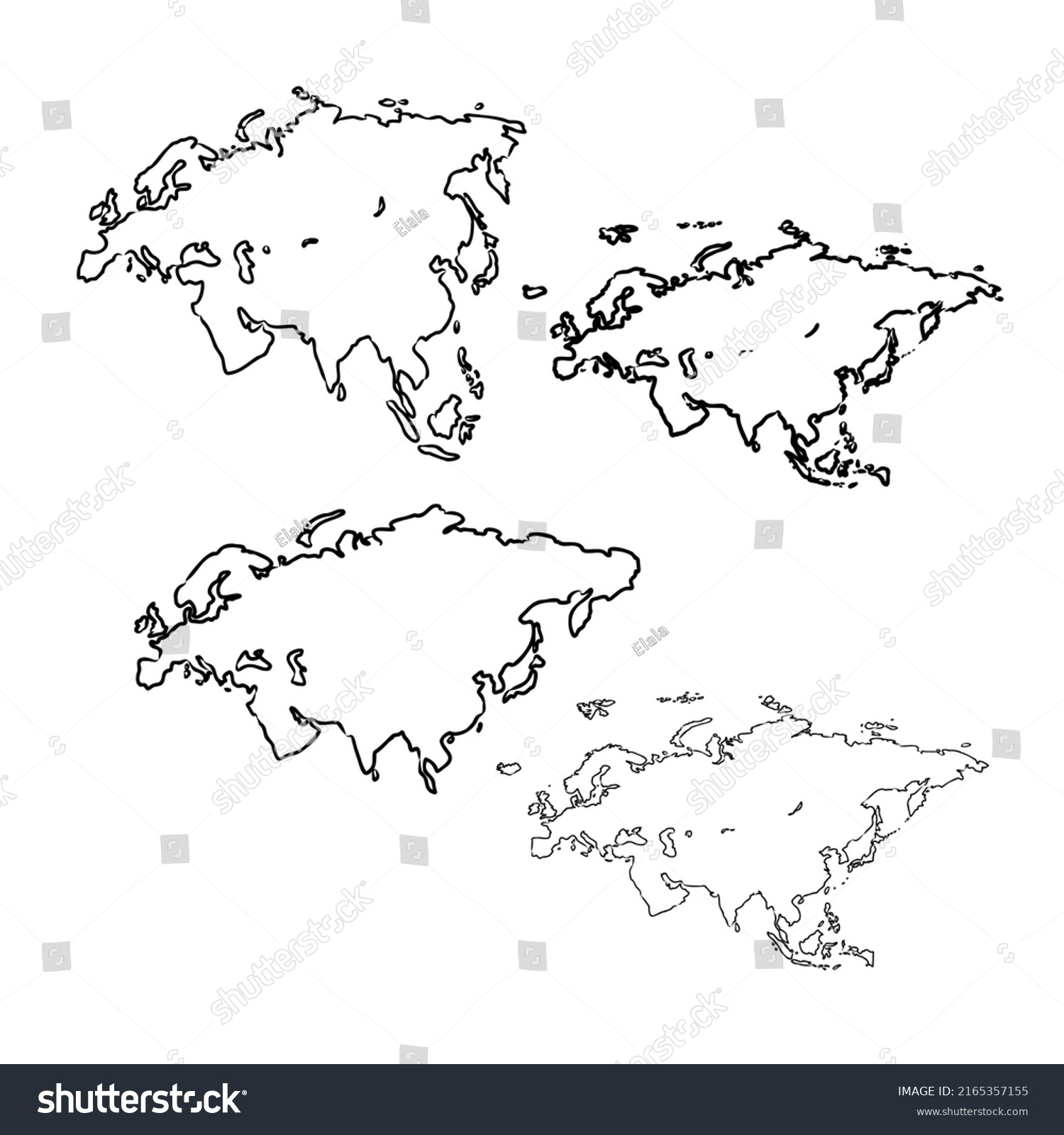 Eurasia Continent Contours Countries Vector Drawing Stock Vector Royalty Free 2165357155 5937