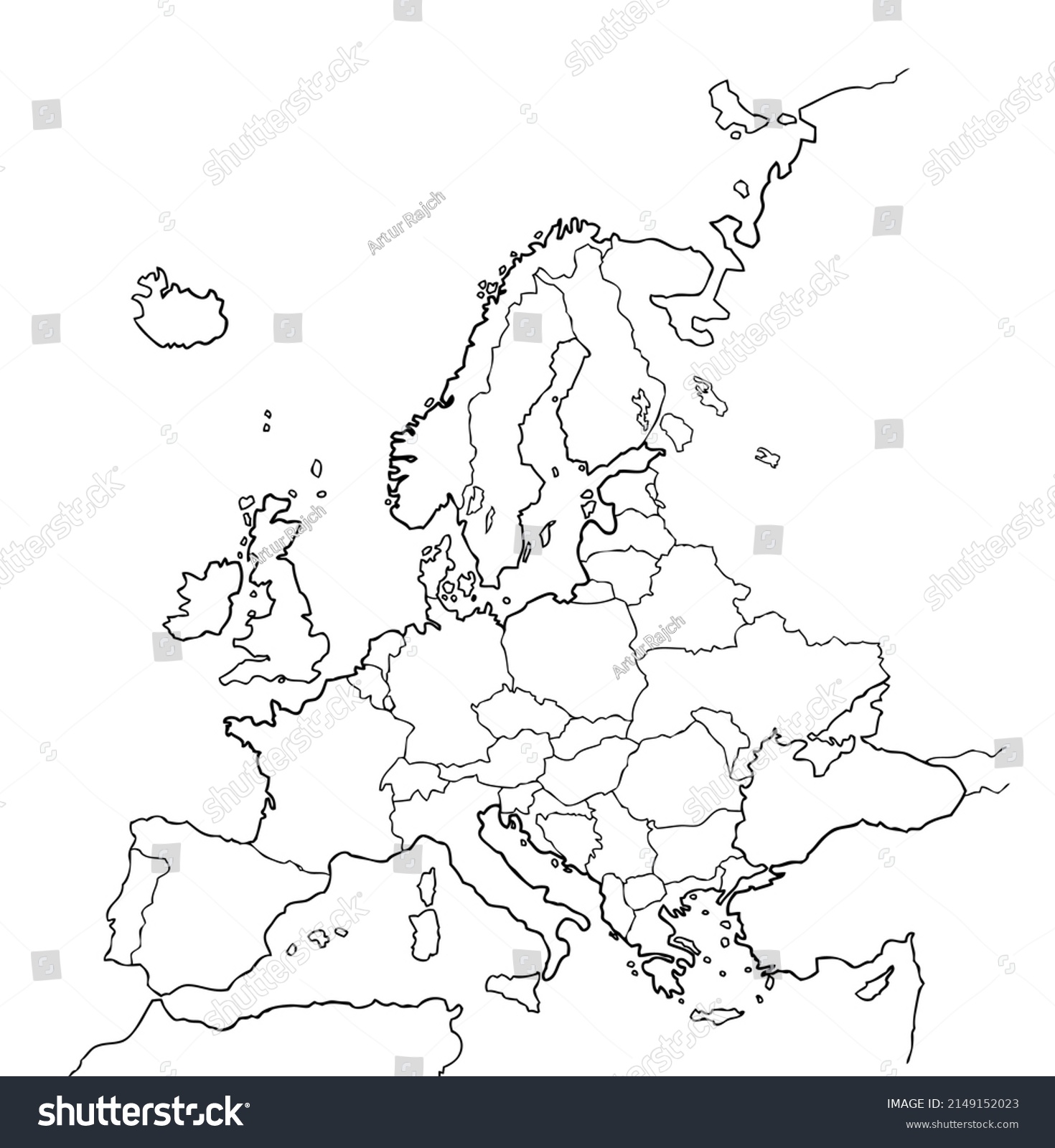 Europe Contour Map Element Coloring Page Stock Vector (Royalty Free ...