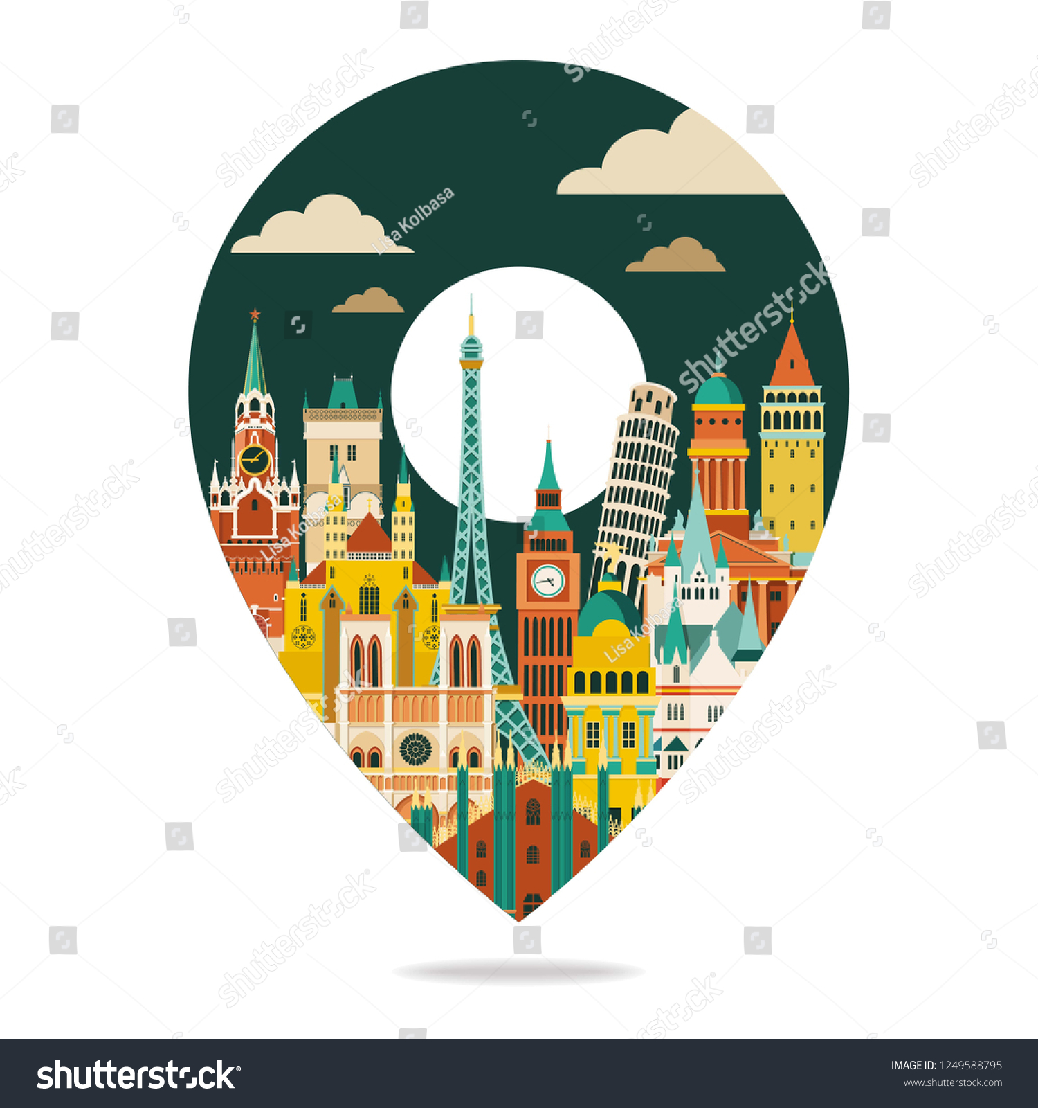 europe-famous-landmarks-travel-tourism-background-stock-vector-royalty