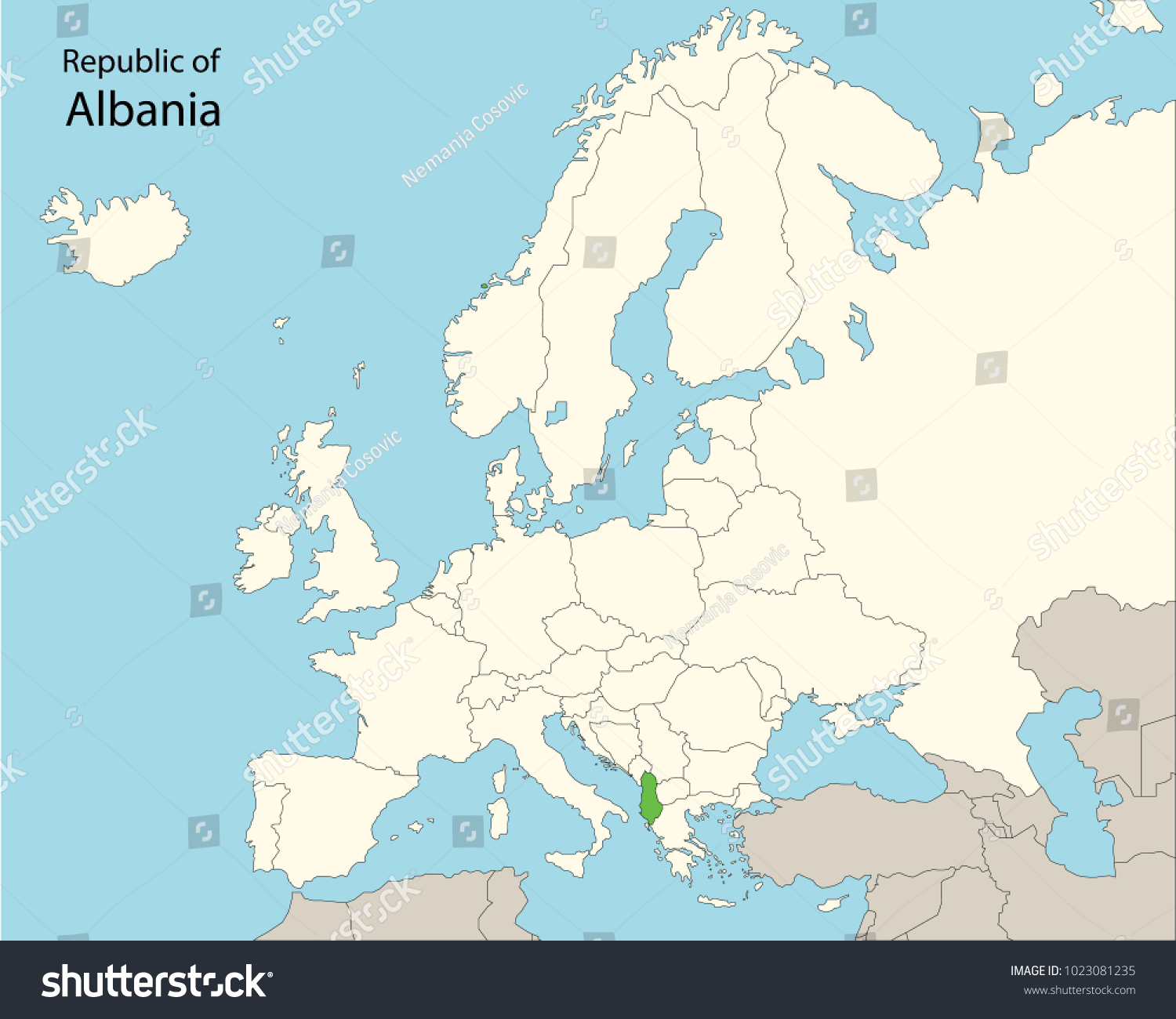 Europe Map Albania Stock Vector Royalty Free 1023081235