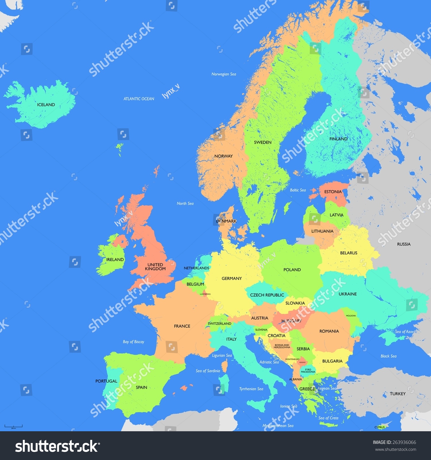 Europe Map Detailed Stock Vector (Royalty Free) 263936066