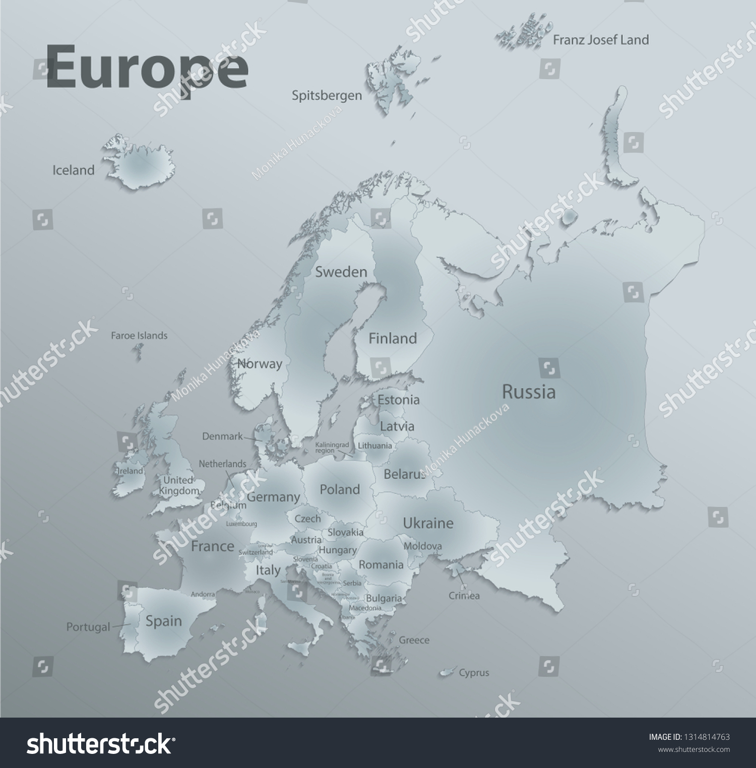 Europe Map New Political Detailed Map Stock Vector Royalty Free