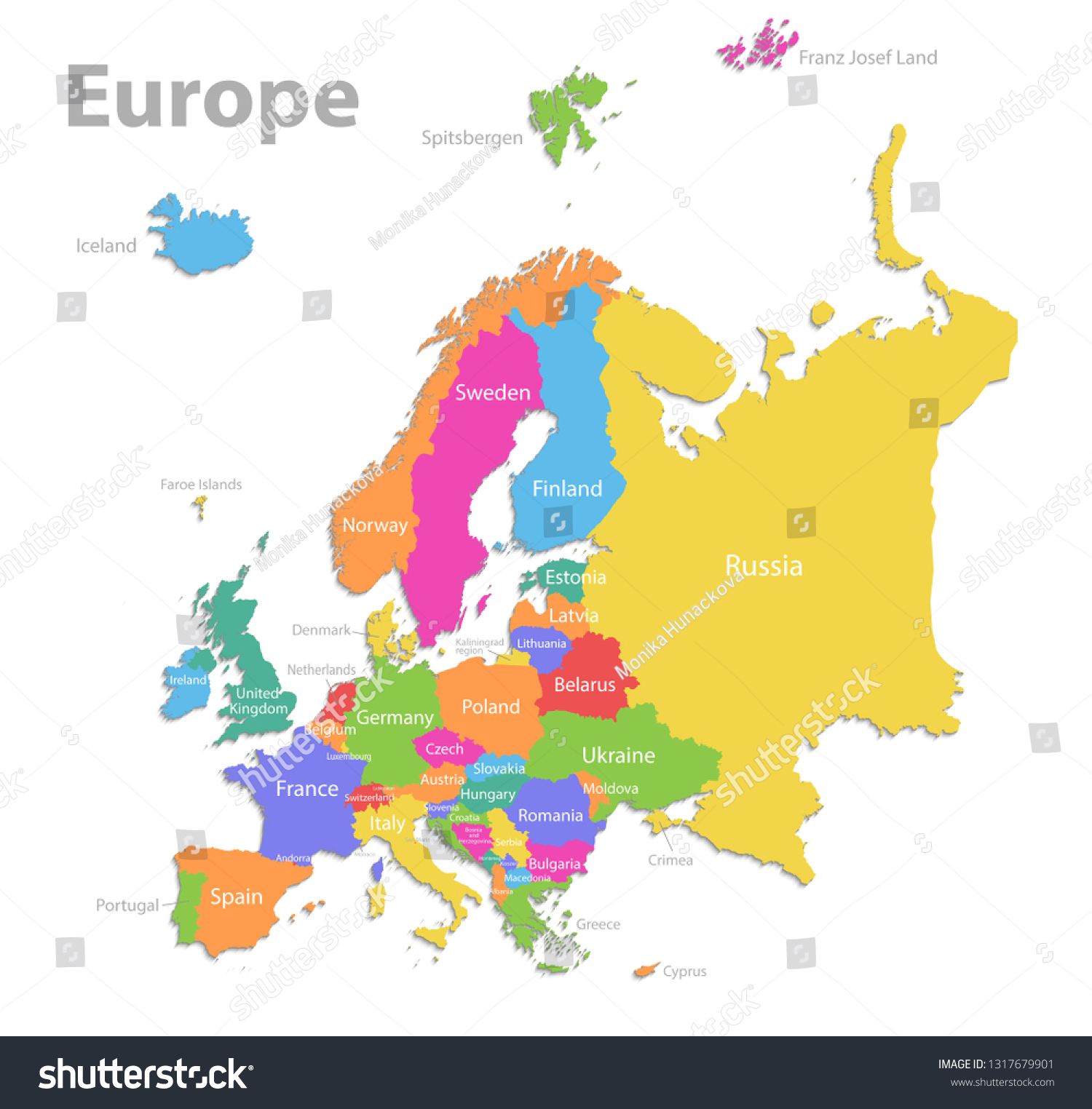 Europe Map And Names Europe Map New Political Detailed Map Stock Vector (Royalty Free)  1317679901 | Shutterstock