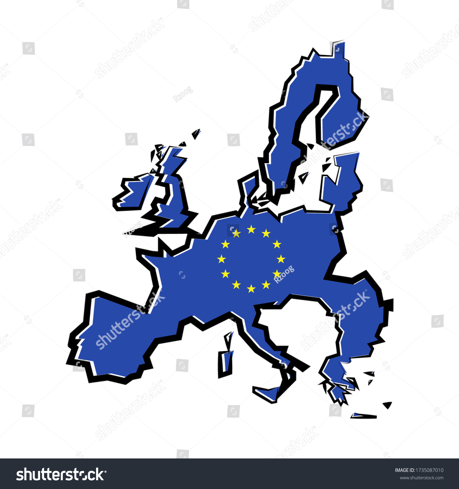 Europe Map Outline European Flag Vector Stock Vector (Royalty Free ...