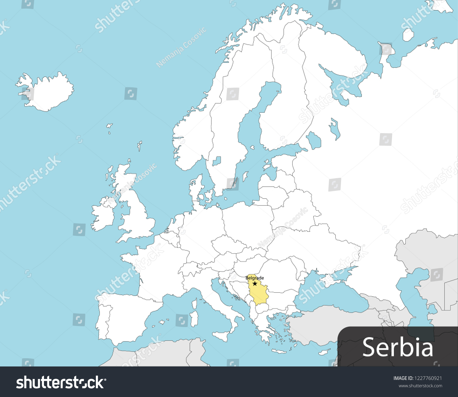 Europe Map Serbia Capital Belgrade Stock Vector Royalty Free