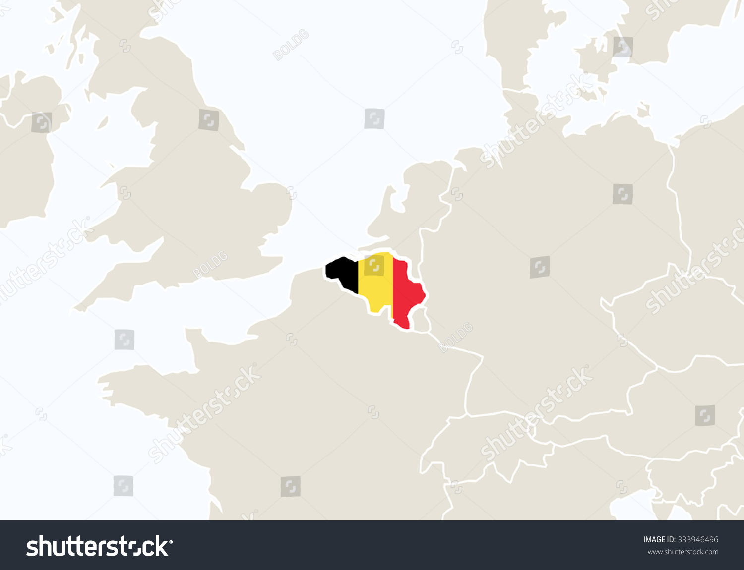 Europe Highlighted Belgium Map Vector Illustration Stock Vector