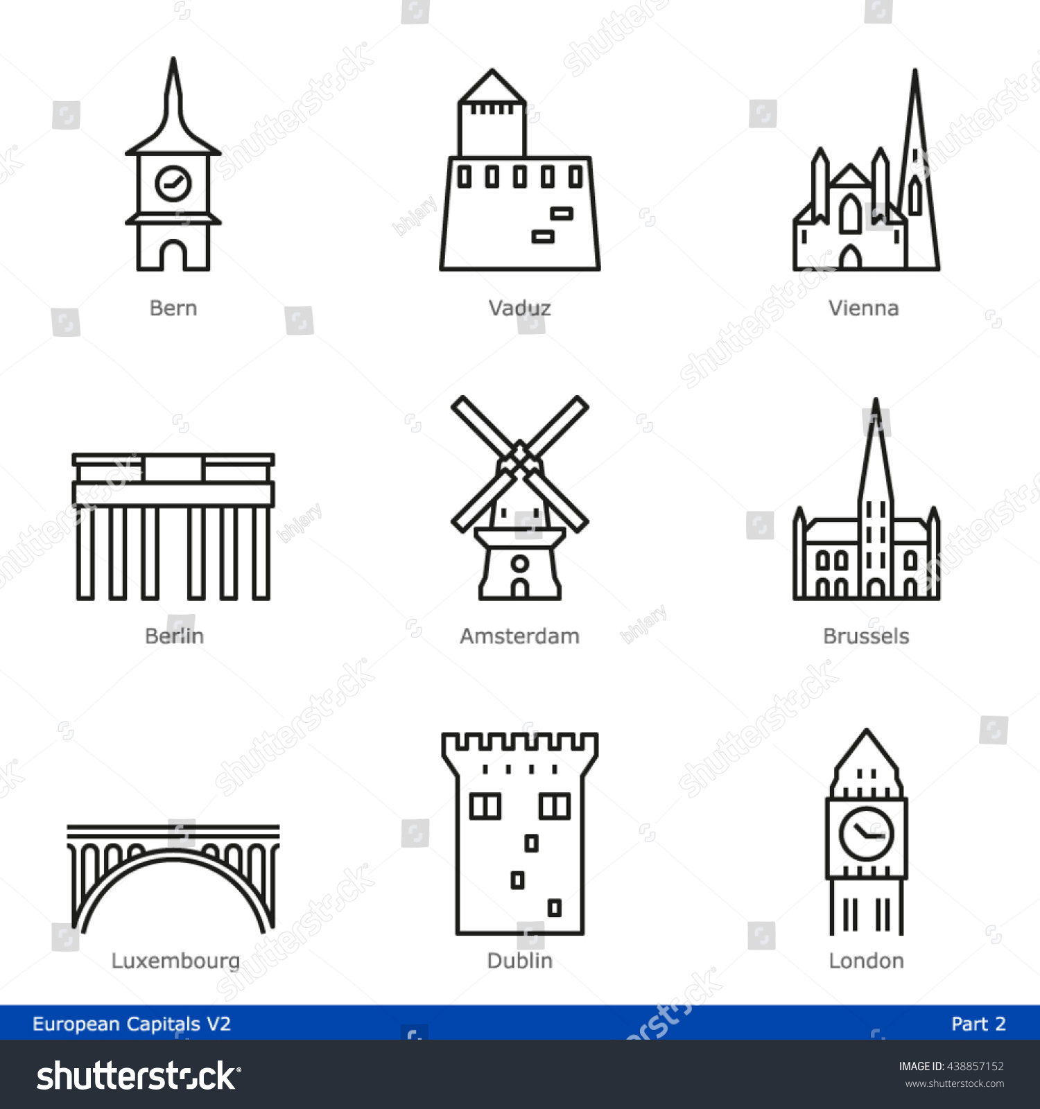 SVG of European Capitals (Part 2) - Line Style Icon Set svg